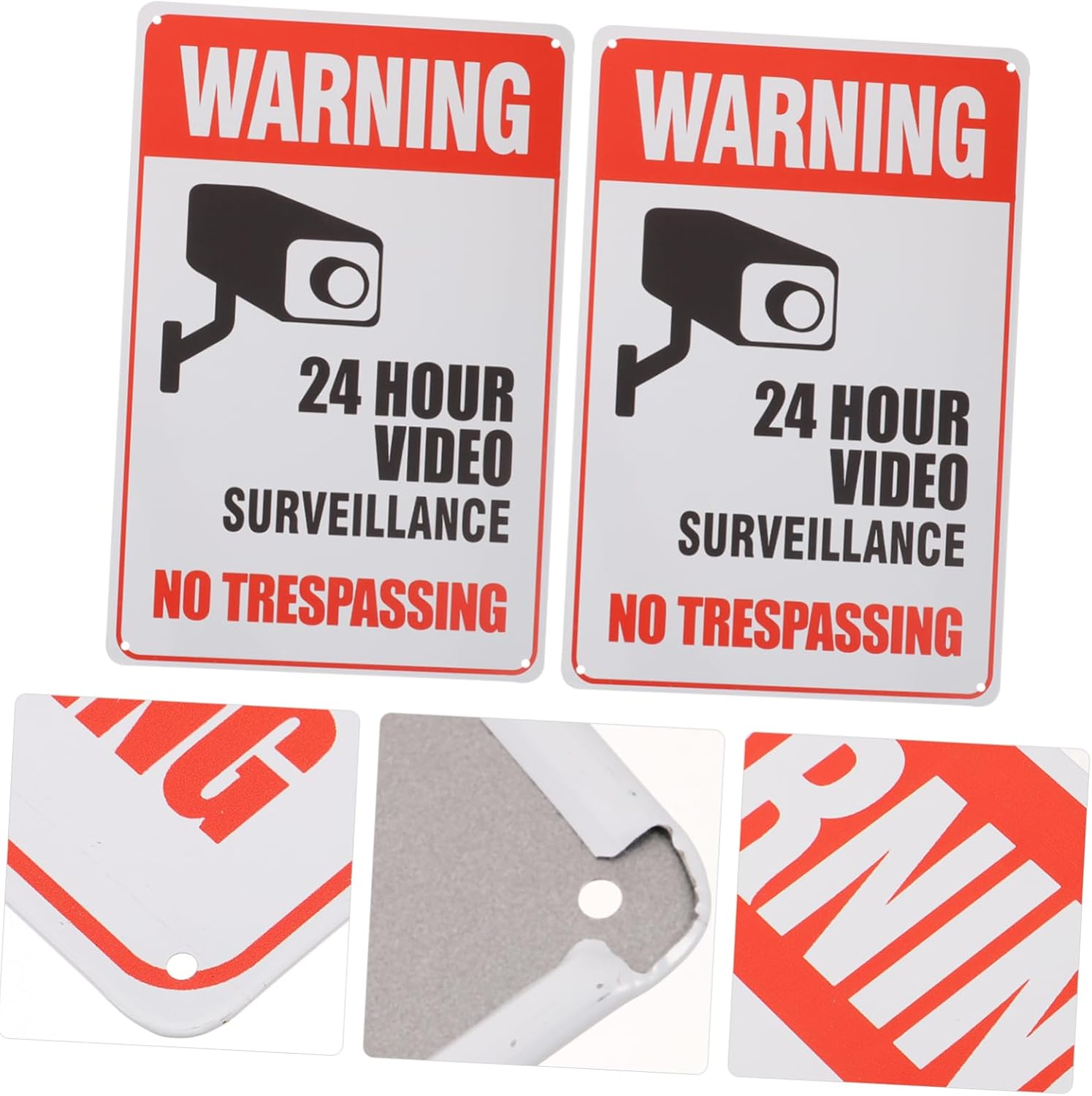 GLEAVI 2 Pcs 24 Hours Cctv Caution Signs Outdoor Cctv Signs Reflective Warning Signs 24 Hour Video Cctv Sign No Trespassing Video Surveillance Sign Emblems Iron Decorate Television image number 6