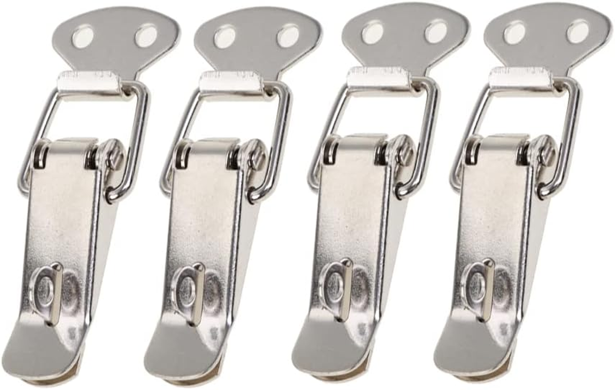 4 Sets Spring Loaded Toggle Latches with Lock Stainless Steel Catch Clamp Clips Spring Lock Hasp Catch for Case Box, Toolbox, Drawer, 55Mm/2.16"