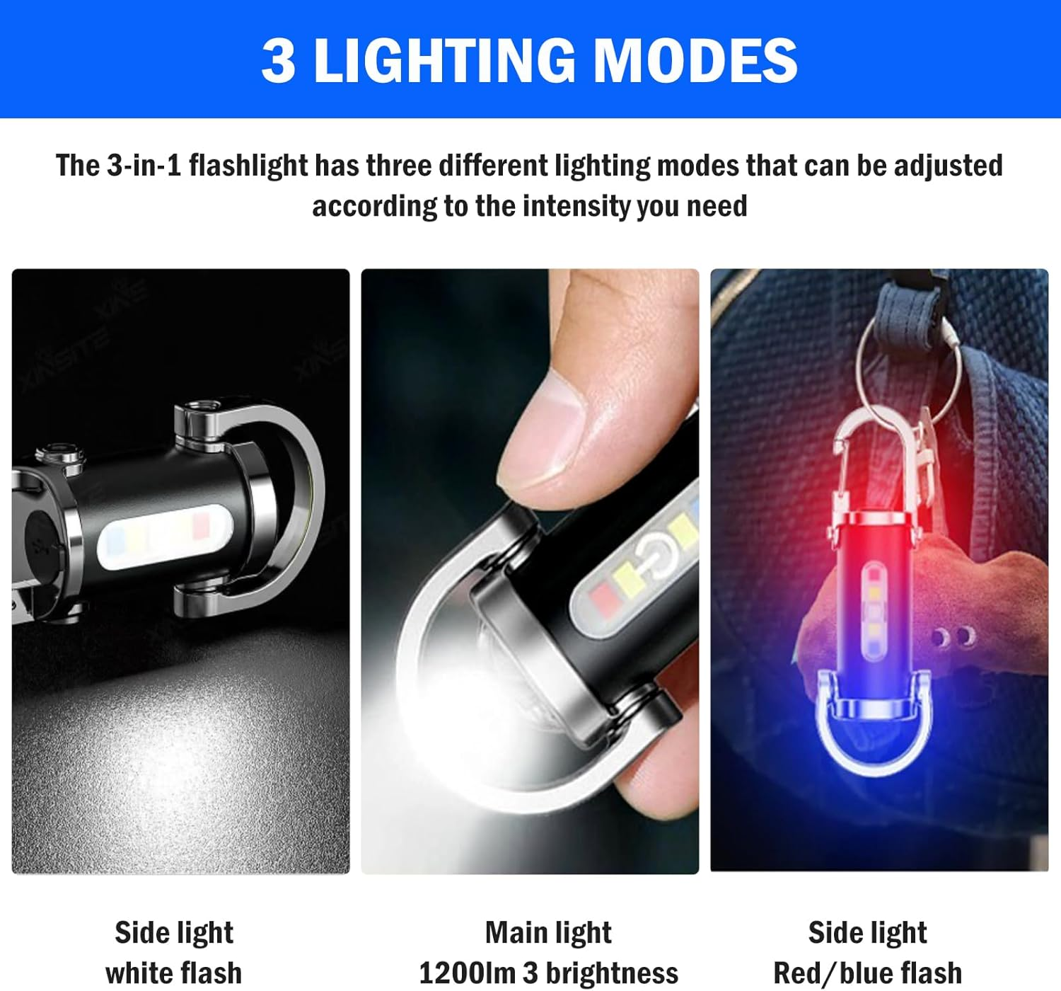 AXVRAV Super Bright Mini Key Fob, Waterproof Torch Mini LED Torch Keyring, USB Rechargeable Keychain Flashlight with Power Bank for Outdoor Camping (Black)