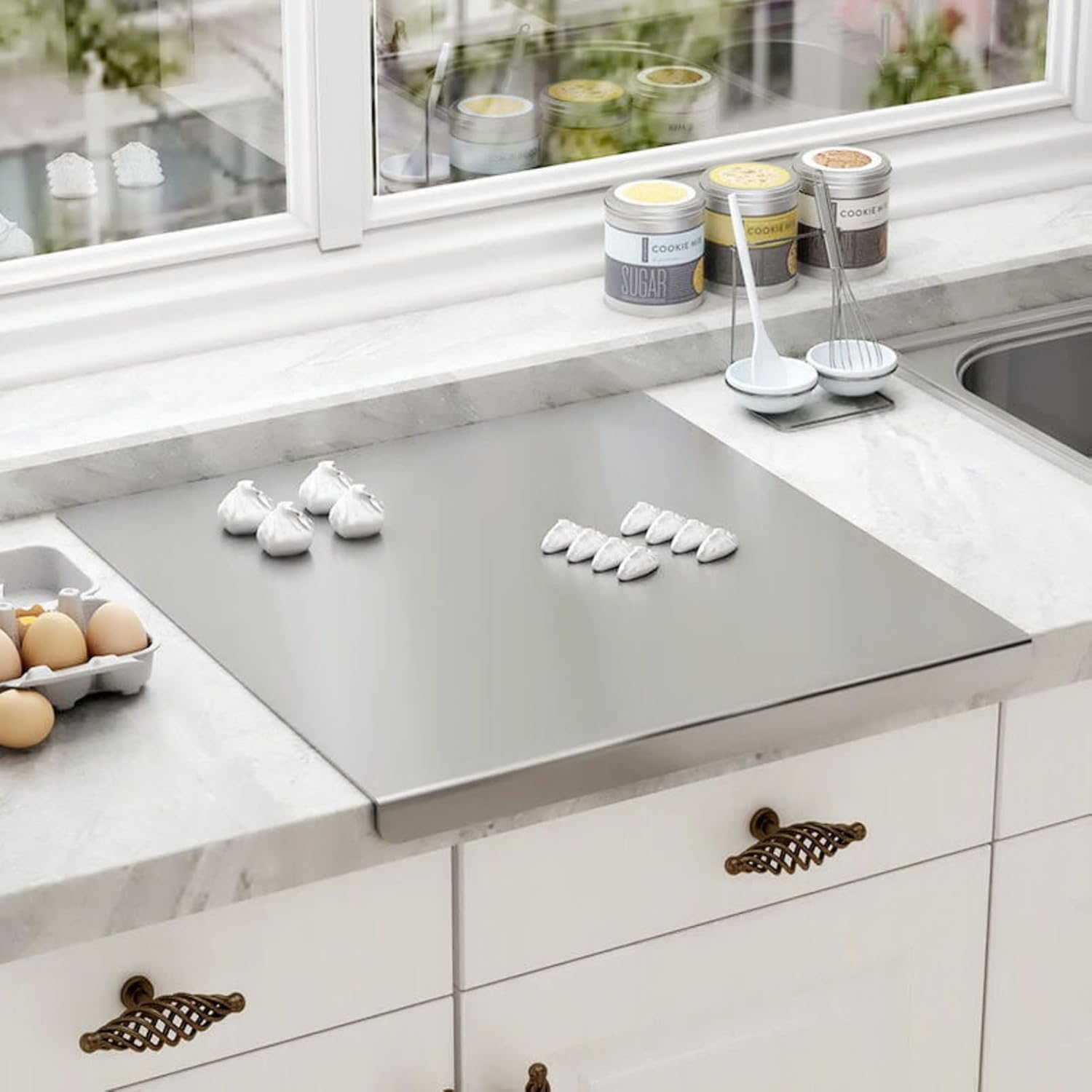 Stainless Steel Cutting Board for Kitchen Counter, Chopping Mat for Meat, Fruits, Vegetables, Bread, Baking and More, Kitchen Essential Gadgets (40X30Cm) image number 4