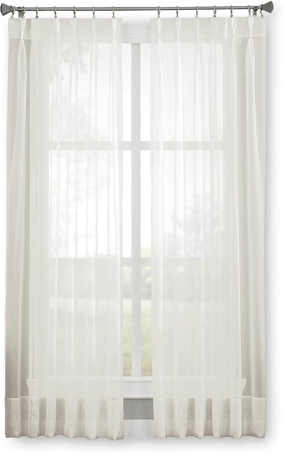 Curtainworks Soho Voile Sheer Pinch Pleat Curtain Panel, 29 by 108", Oyster,1Q805908Oy