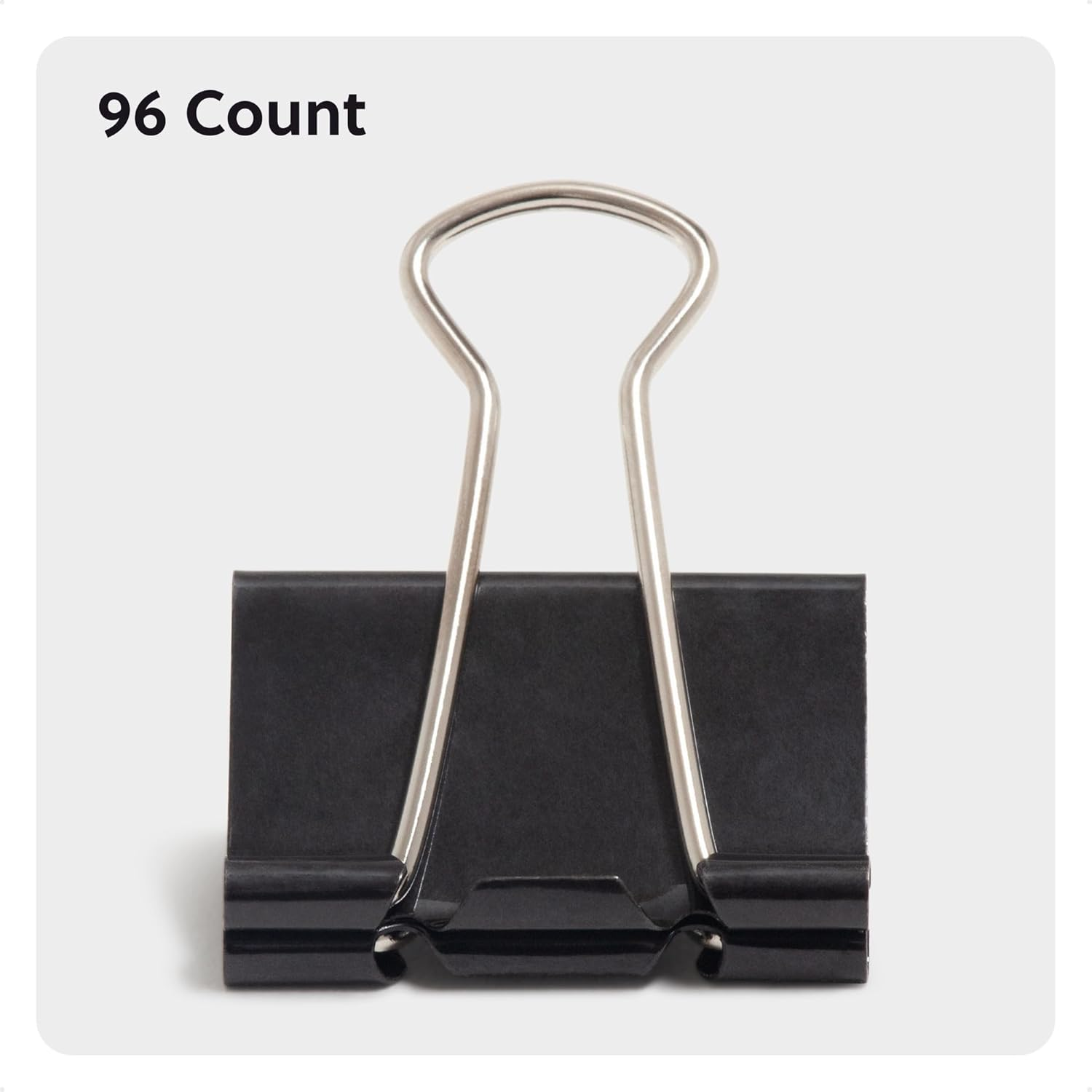 U Brands Binder Clips, Medium 1-1/4-Inch Width, 1/2-Inch Paper Holding Capacity, Black and Silver Steel, 96-Count image number 5