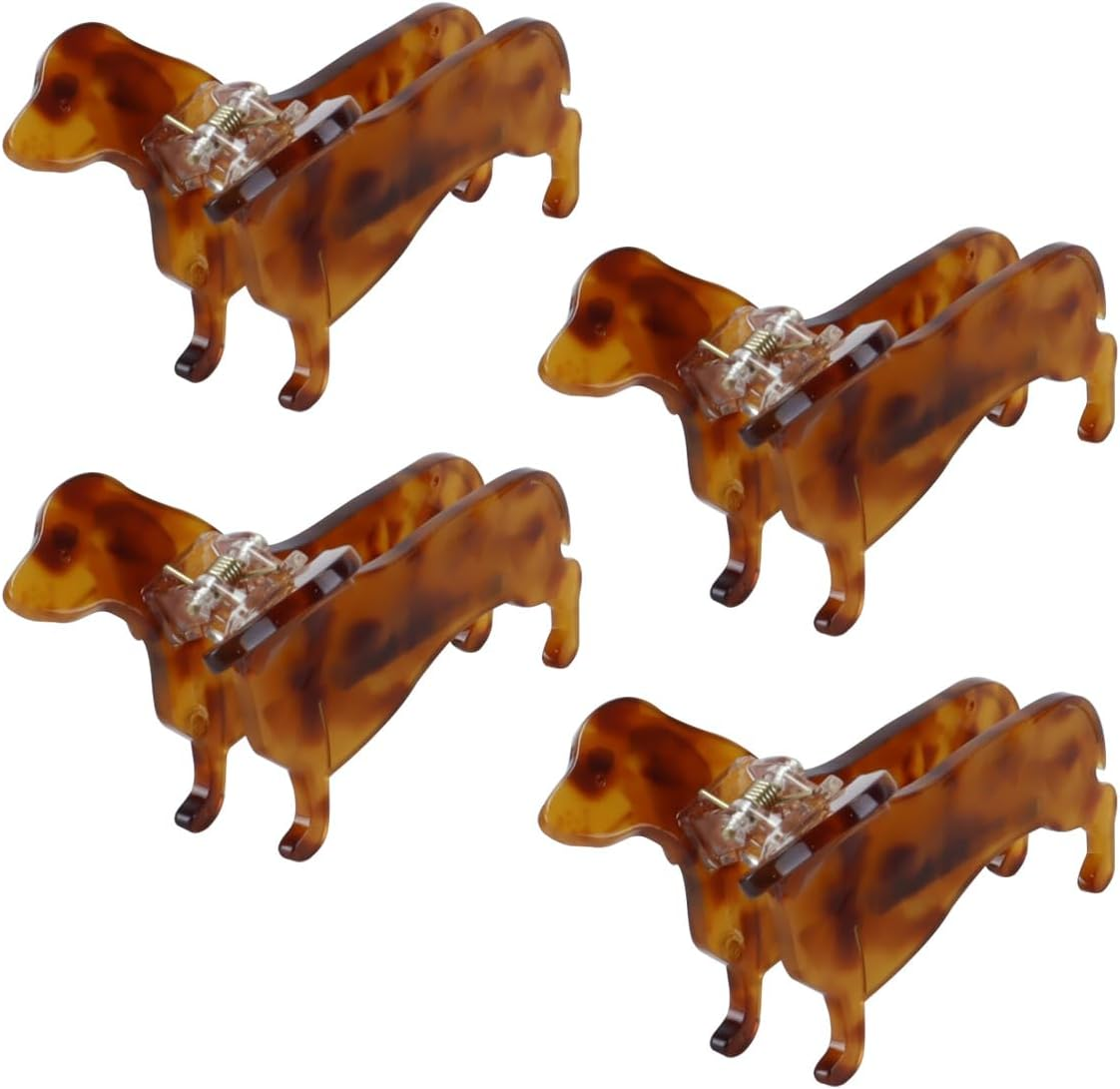 Enwye 4Pcs Dachshund Dog Hairpins, Cute Sausage Dog Shaped Hair Clip, Non Slip Dachshund Hair for Stylish