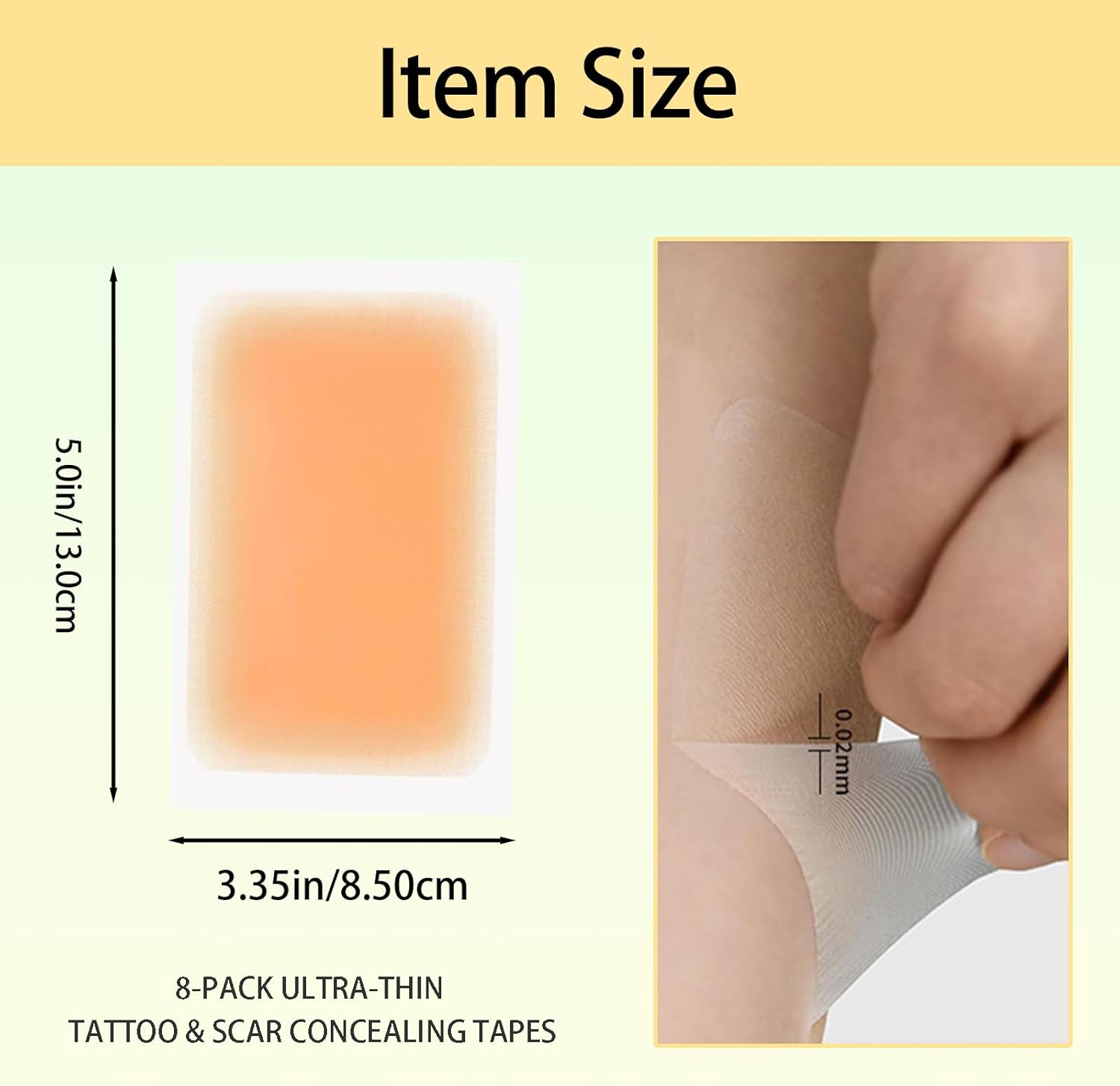ONBPIY 8PCS Tattoo Cover up Patch Light Natural Looking Cover up Tattoos and Scar Invisible Waterproof Body Concealer Makeup Sticker 8.5X13Cm image number 3