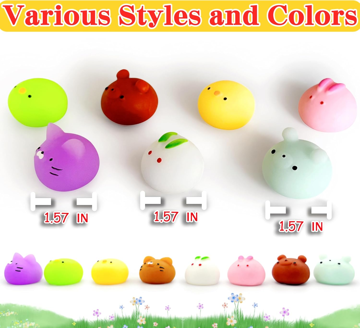 6 Pcs Mochi Squishy Toys for Kids Party Favors, Mini round Animals Toys Kawaii Squishies for Classroom Prizes, Easter Basket and Goodie Bag Stuffers, Stress Balls Fidget Toys Bulk for Kids