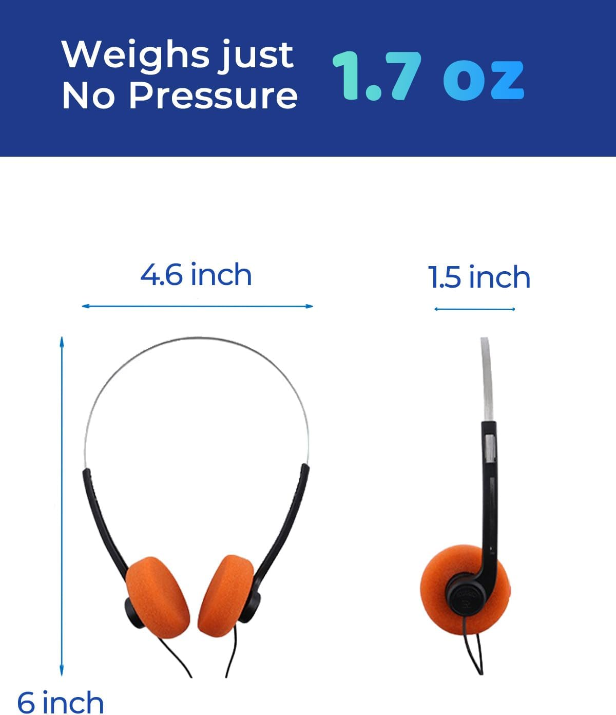 Joyqua Jy-Us-Kid-10Pack-Black Metal, Kids Headphones 2 Pack &ndash; Safe 98Db Volume, Fun Colors, Perfect for Sharing at Home, Travel & Classroom, Blue