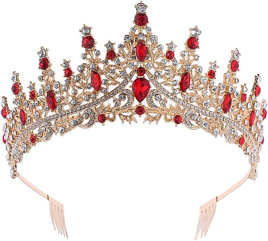 FSSTUD Crystal Wedding Tiara Rhinestone Bridal Tiara Birthday Party Tiara Metal Prom Crown Princess Crown Headband Queen Pageant Crown with Comb for Bride, 17.5 Cm in Diameter, Crystal