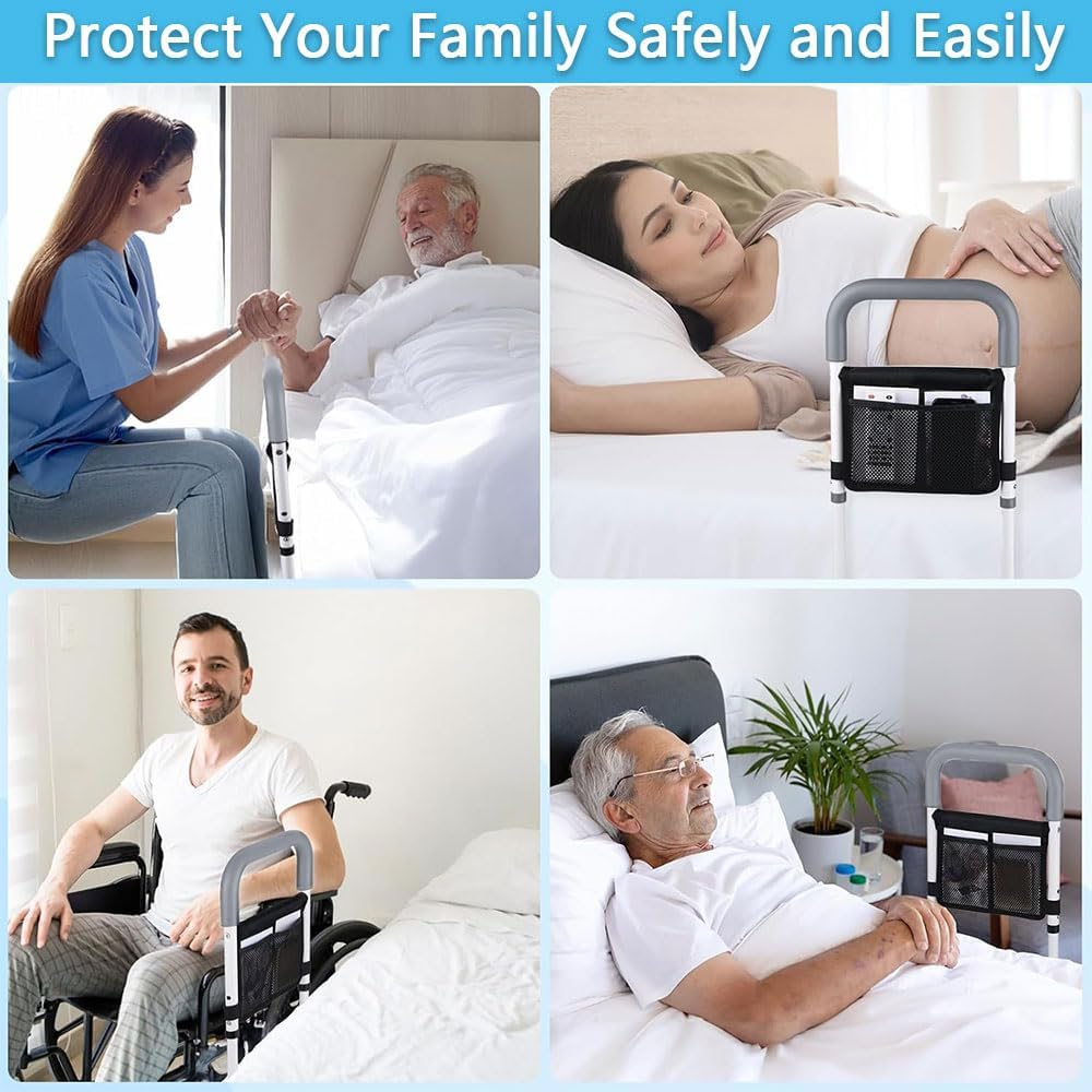 Bed Rails for Elderly Adults &ndash; Adjustable Bed Assist Rail with Non-Slip Handle & Storage Bag, Safety Support Bar for Seniors, Fits King, Queen, Full & Twin Beds image number 6
