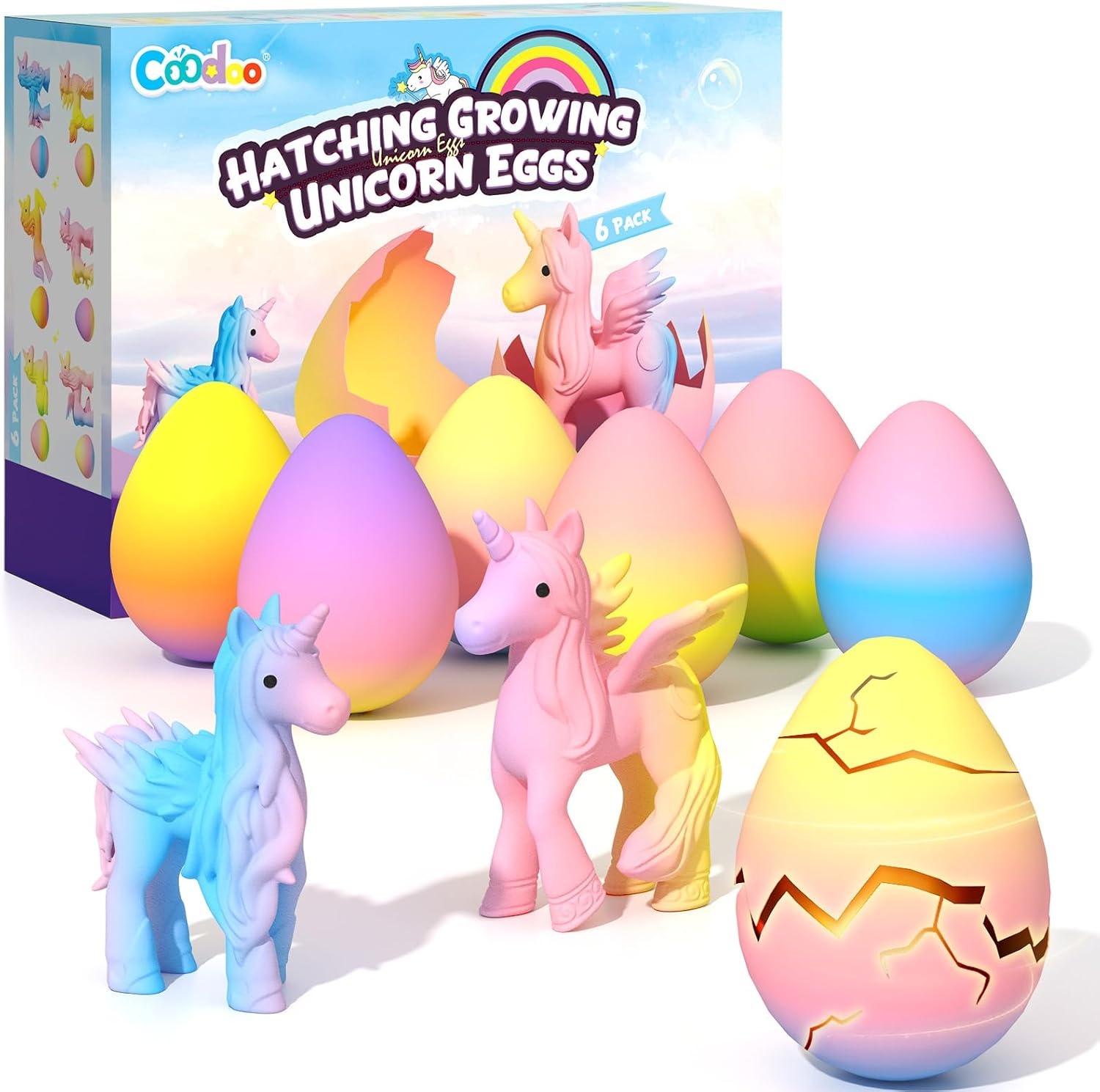 Unicorn Hatching Rainbow Eggs for Kids - 6 Pack Unicorn Gifts for Boys & Girls, Birthday Easter Basket Stuffers Gift Ideas for Kids 3+ Year Old - Girl Gifts for Ages 3 4 5 6 7 8 image number 4