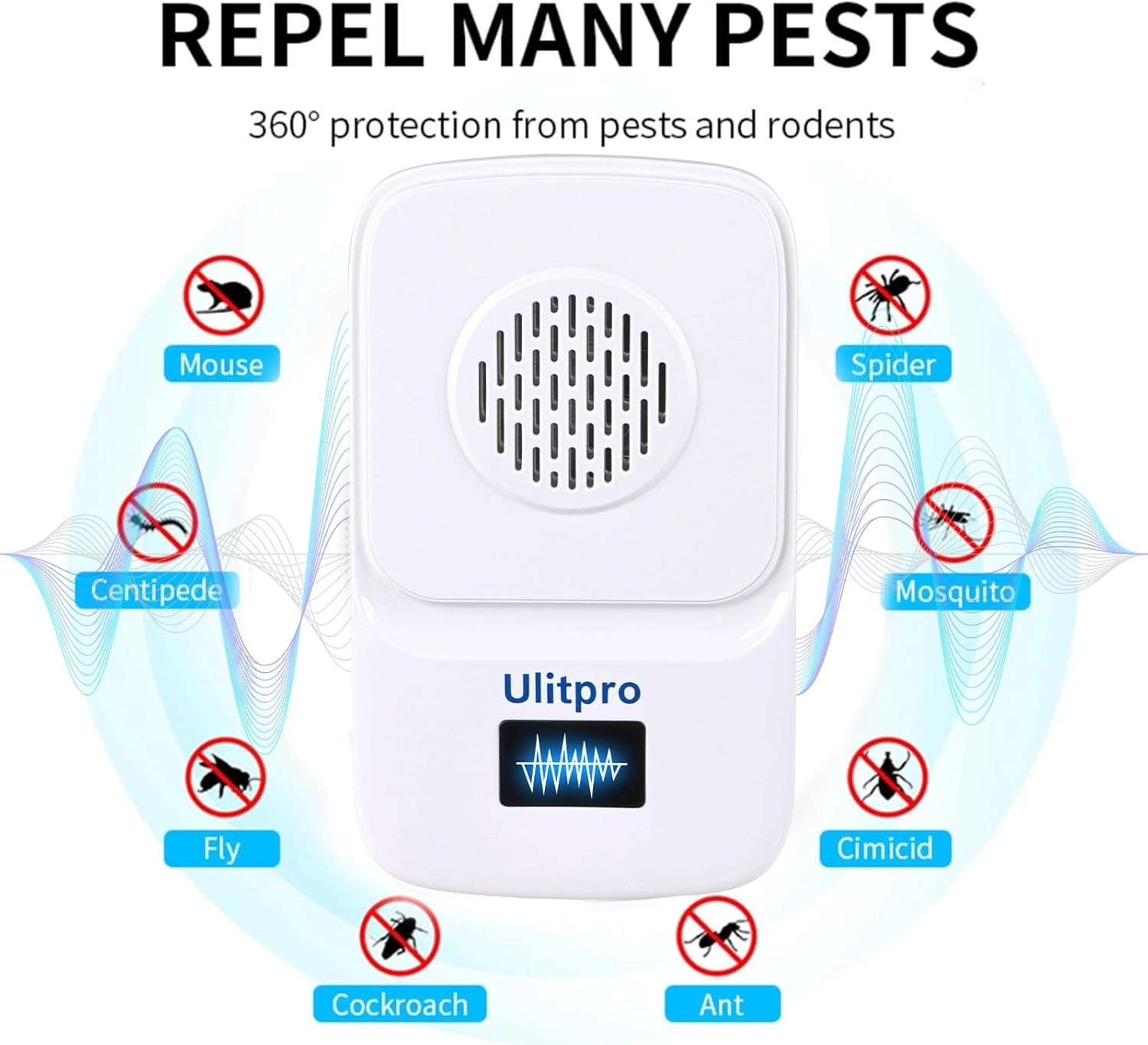 Ulitpro&zwnj; Ultrasonic Pest Control Repeller, 2025 Upgraded Indoor Ultrasonic Repellent, Electronic Pest Repellent for Roach Mouse Rodent Mice Bugs Mosquito Spider Ant(6 Packs) image number 4