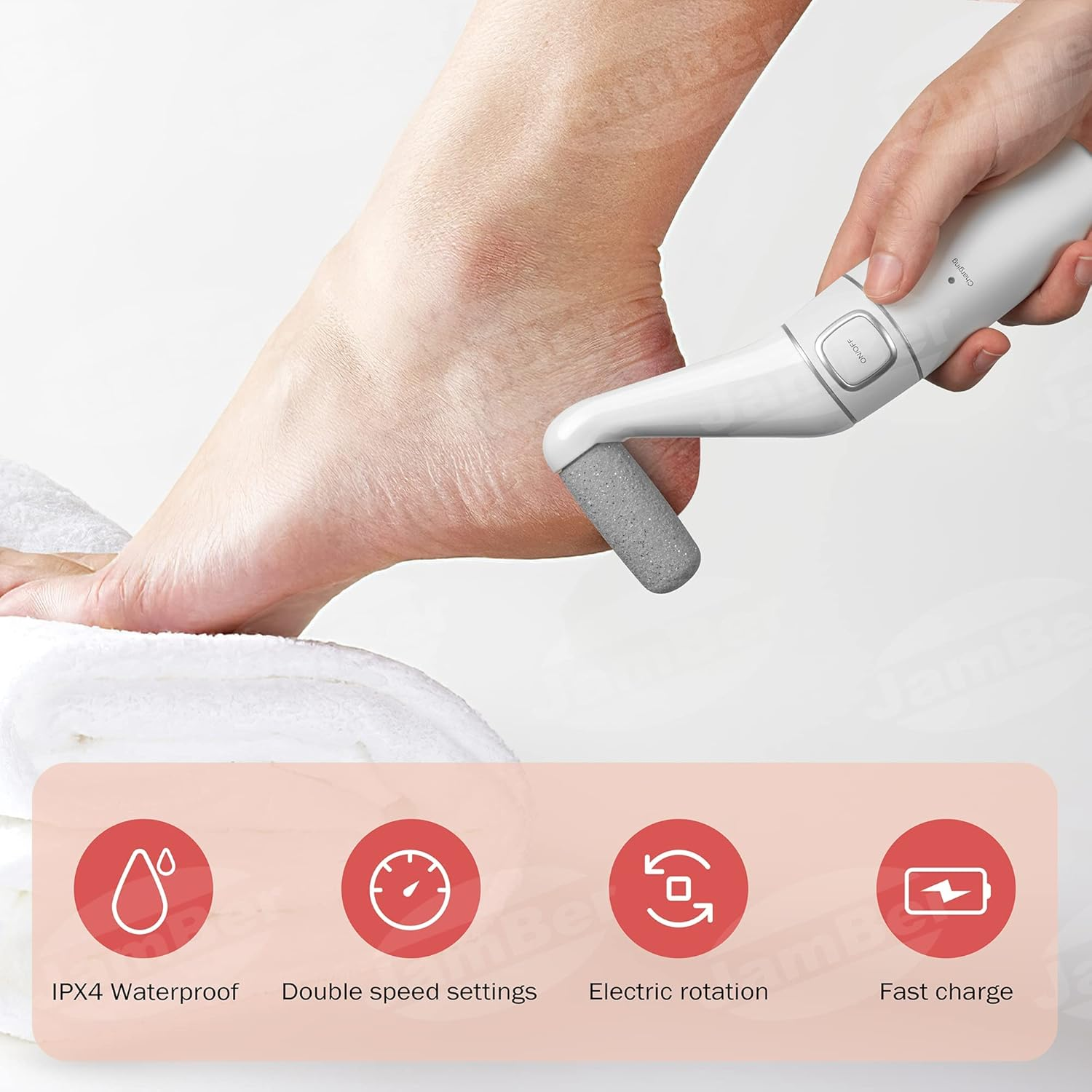 Electric Foot Callus Remover: Avvikro Professional Foot Care Pedicure Tools, Rechargeable Feet Scrubber Dead Skin, Electronic Foot File Pedi Grinder, Best for Hard, Dry, Cracked Heels (White Set) image number 5