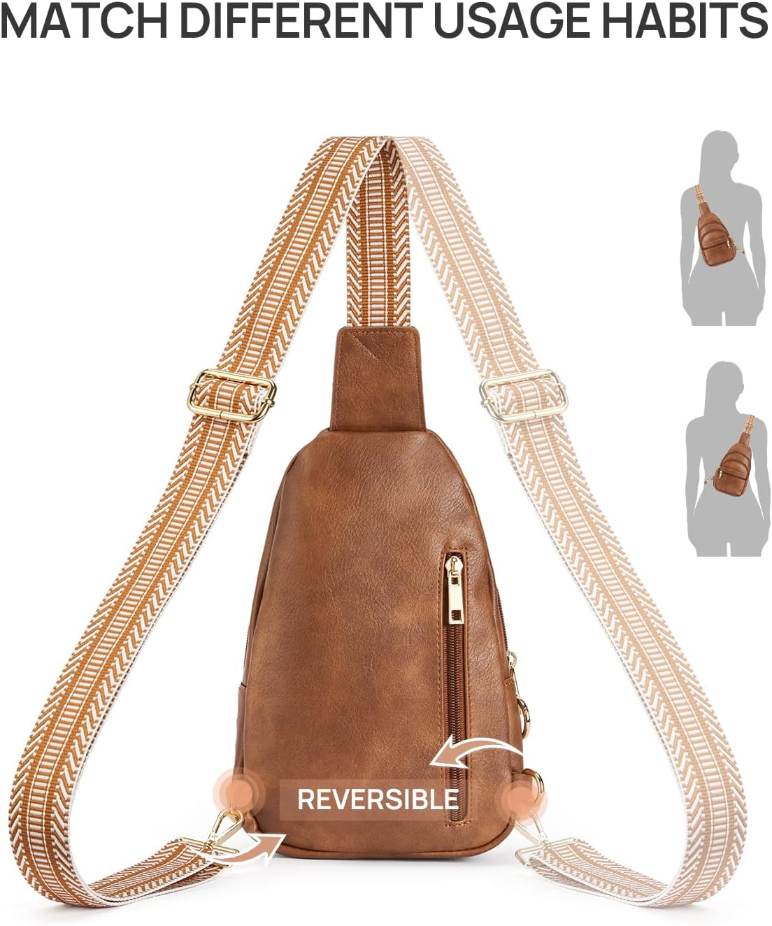 CHOLISS anti Theft Small Sling Bag for Women and Men RFID Leather Crossbody Bags Fanny Pack Chest Bag Travel Purse Daypacks - Black image number 2