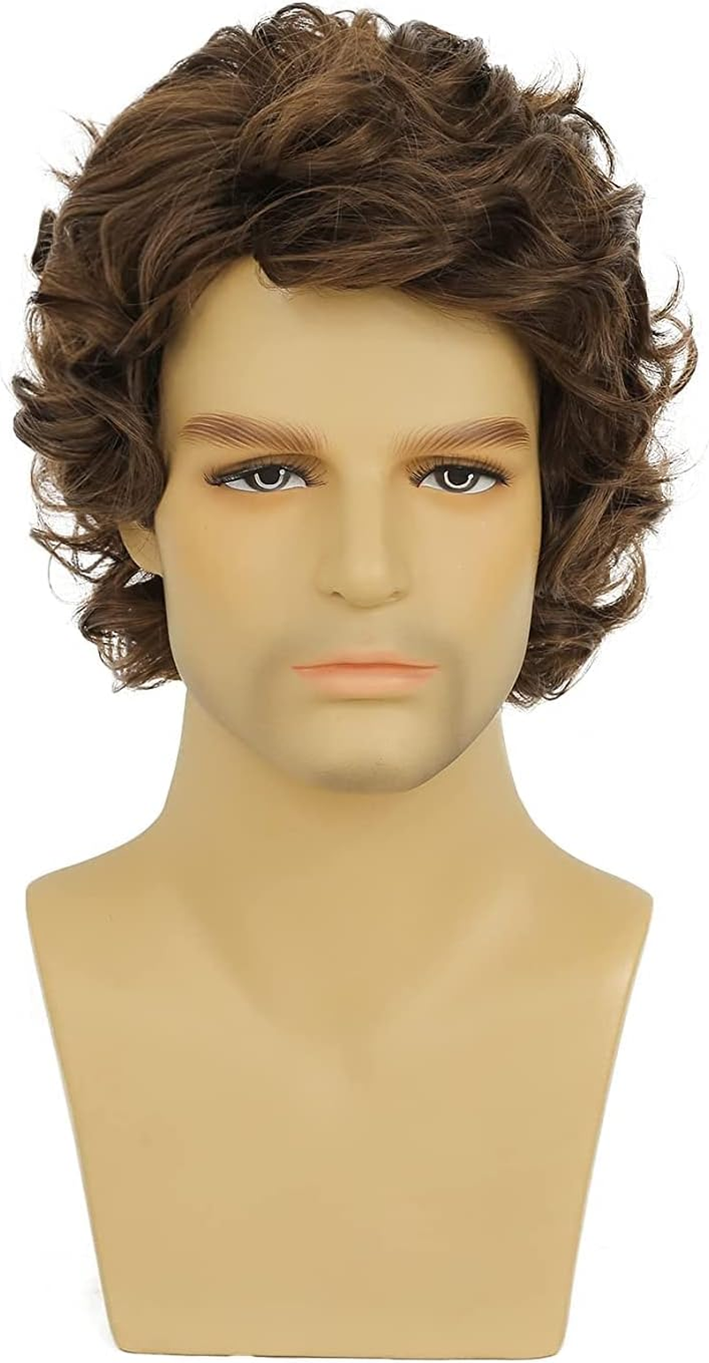 Short Brown Wig for Men, Synthetic Halloween Costume Men'S Wigs