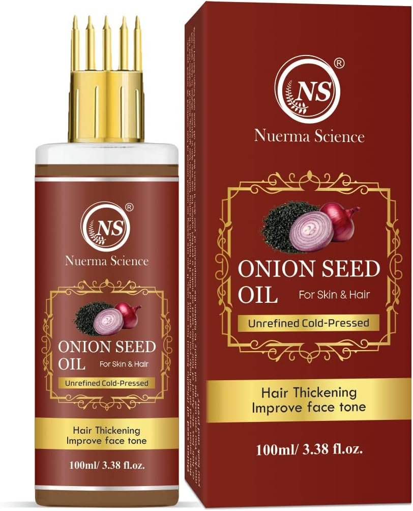 Nuerma Science Onion Black Seed Hair Oil with Comb Applicator for More Deep Root Nourishment Enriched with 14 Cold Pressed Oils-100 ML