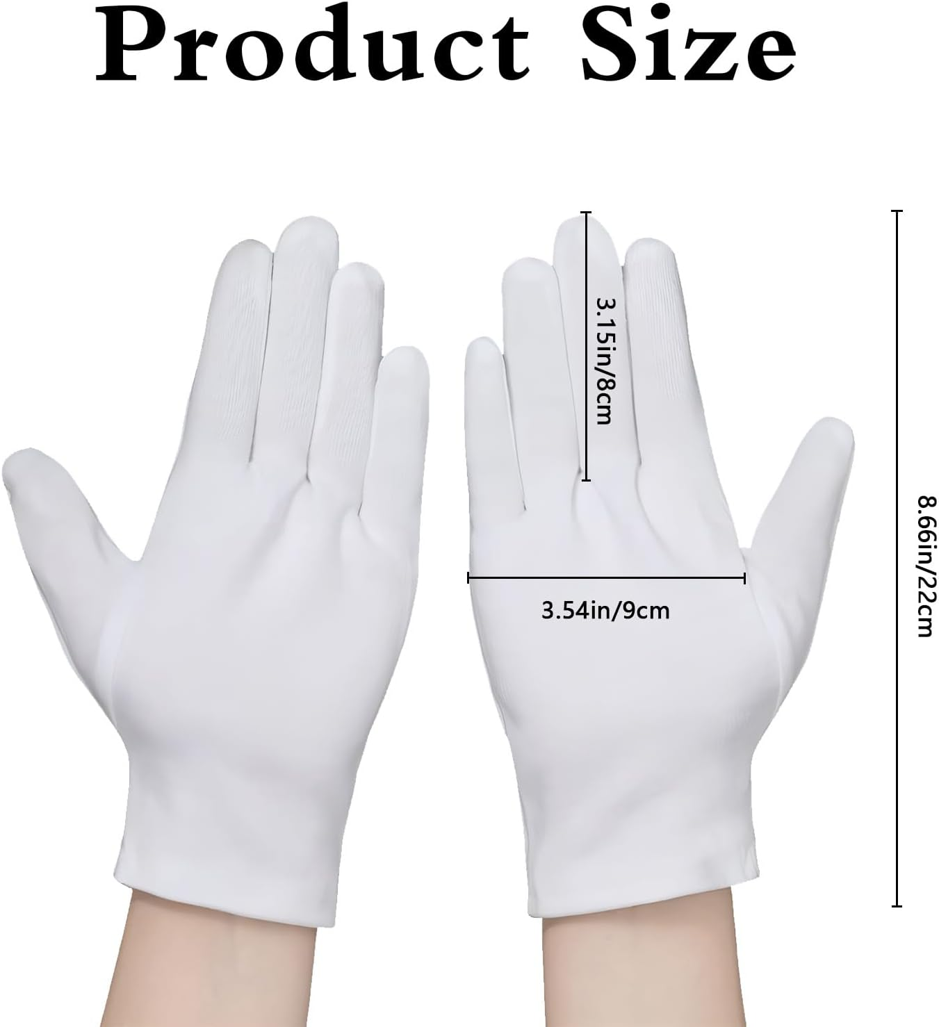 48 Pcs (24 Pairs) White Cotton Gloves, Large Archival Photo Gloves for Handling Art Working Photography Men & Womens Cloth Gloves Liners Bulk for Handling Jewelry, Film, Photo, Coin Metal Inspection image number 2