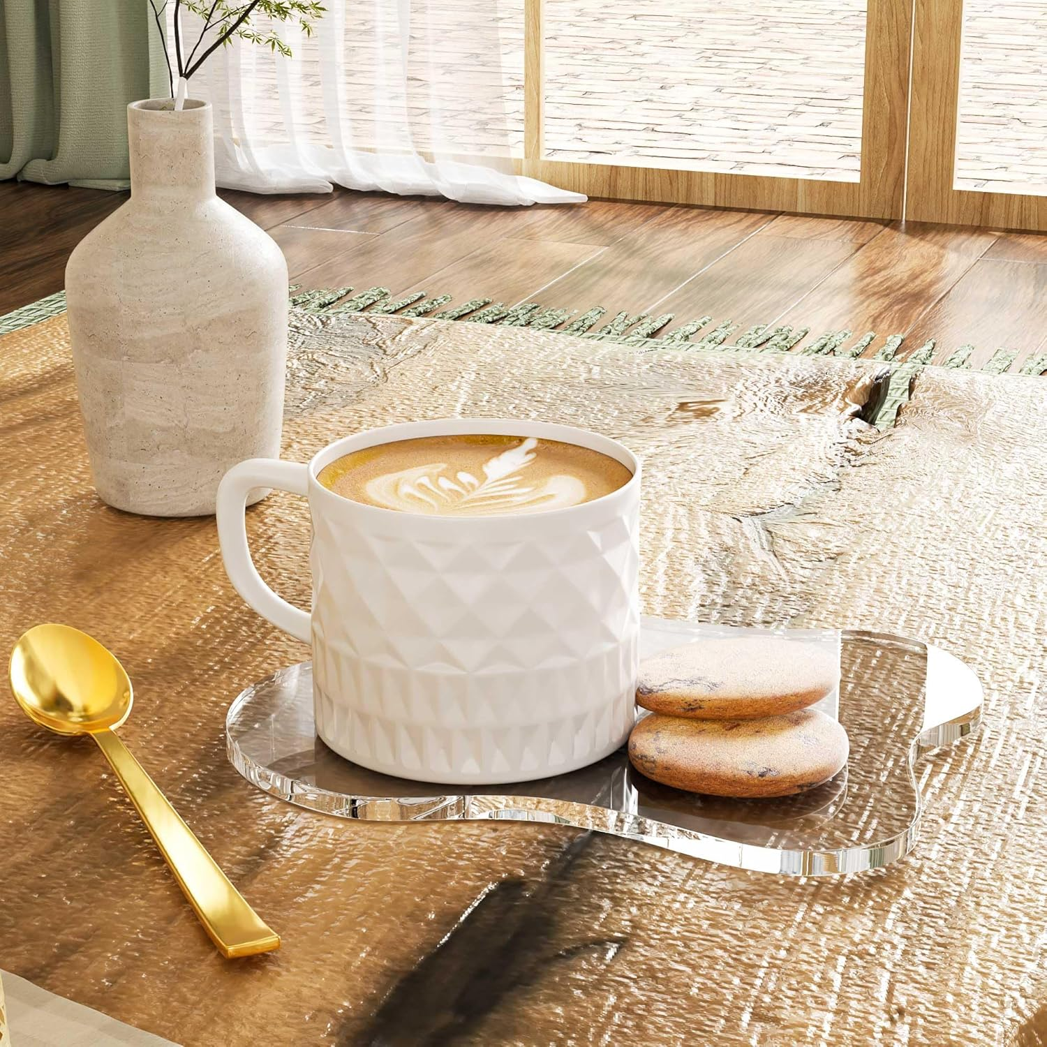 Acrylic 5Pcs/Set Coaster for Desk, Clear Bar Drink Coaster, Clear Cloud Shape Coffee Cup Coaster, Perfect for Tabletop Protection and Accessories Display. - 5, Clear image number 6