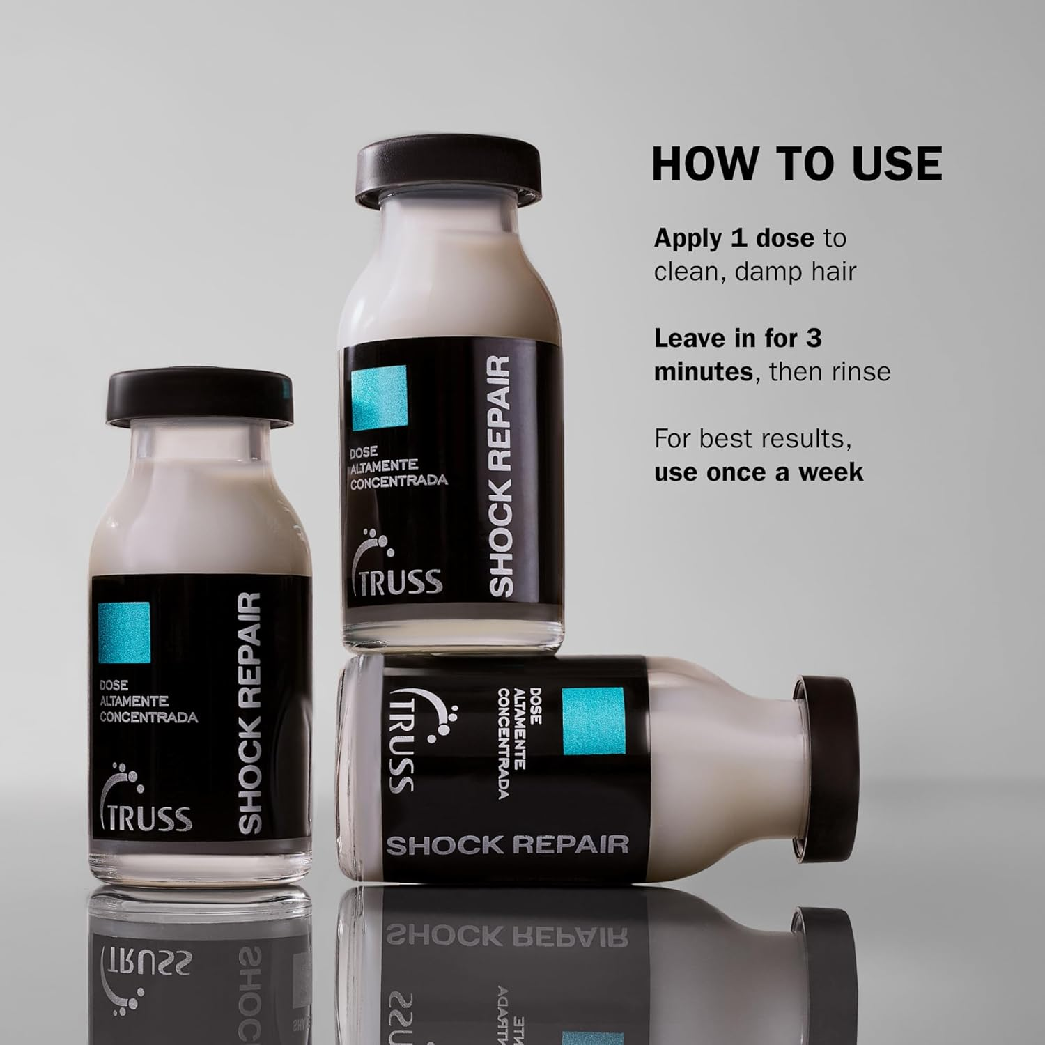 TRUSS Shock Repair - Hair Treatment for Damaged Hair - Highly Concentrated Ampoules for Weekly Reconstruction & Hair Repair. Promotes Hydration, Strength and Protection - 4 Week Supply image number 6