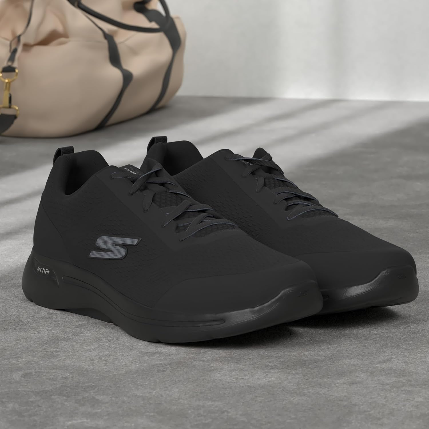 Skechers Men'S Go Walk Arch Fit Idyllic Sneaker, 49.5 EU Ancho, Black Textile Synthetic Trim, 7.5 US image number 2