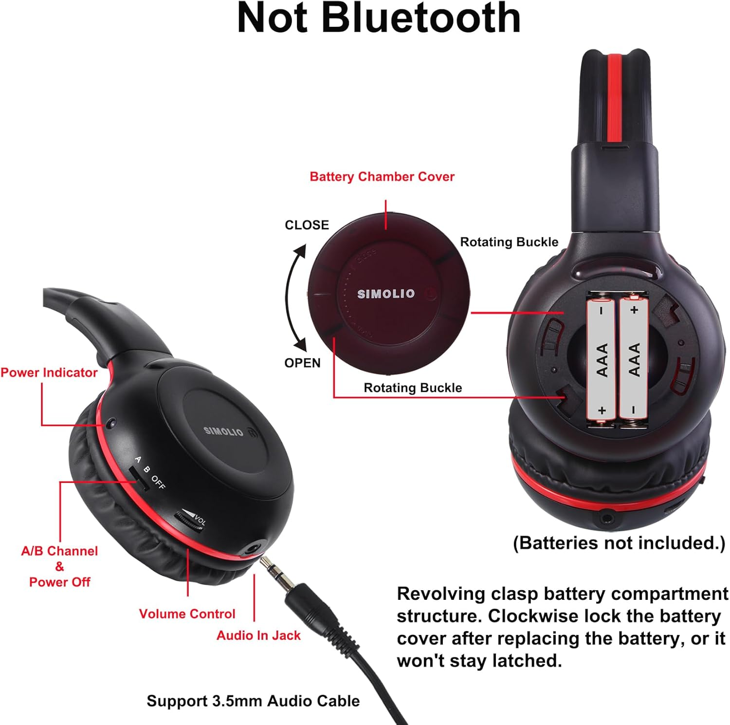 SIMOLIO 2 Pack of Wireless Car Headphones, 2 Channel IR Wireless Headphones for Kids, in Car Wireless DVD Headphones with Storage Bag for Universal Rear Entertainment System, Not for 2017+ Pacifica image number 1