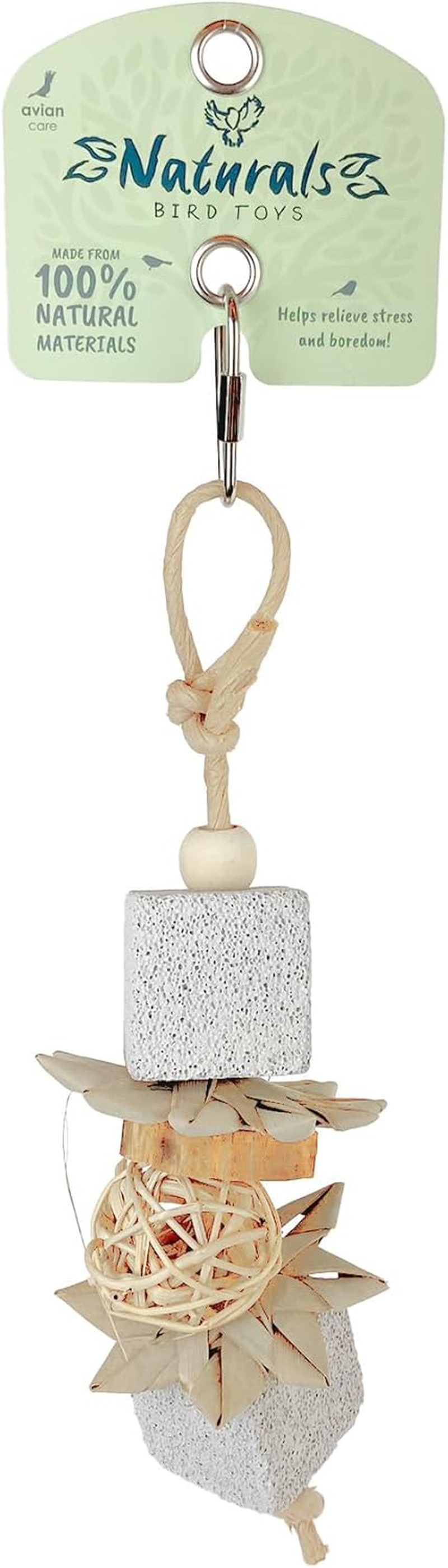 Avian Care Naturals Stone Blocks Bird Toy, 25Cm &ndash; 100% Natural Chew & Beak Health Toy with Palm, Vine & Wood, Eco-Friendly, for All Birds image number 1