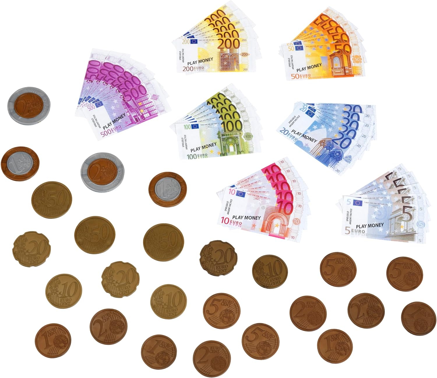 Theo Klein 9612 Euro Play Money I 35 Notes and 25 Coins - from 1 Cent Coins to 500 Euro Notes I Toys for Children Aged 3 and Over image number 1