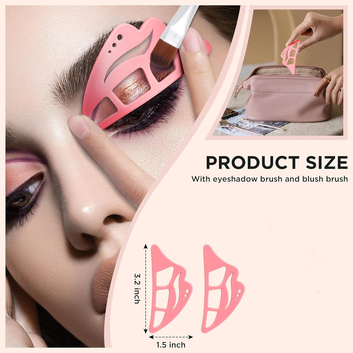 Eyeshadow Stencil 6 in 1 Silicone Eyeshadow Tool,Eye Makeup Template,Reusable Eye Makeup Aid Stencils for Make up Beginners & Women (Pink) image number 5