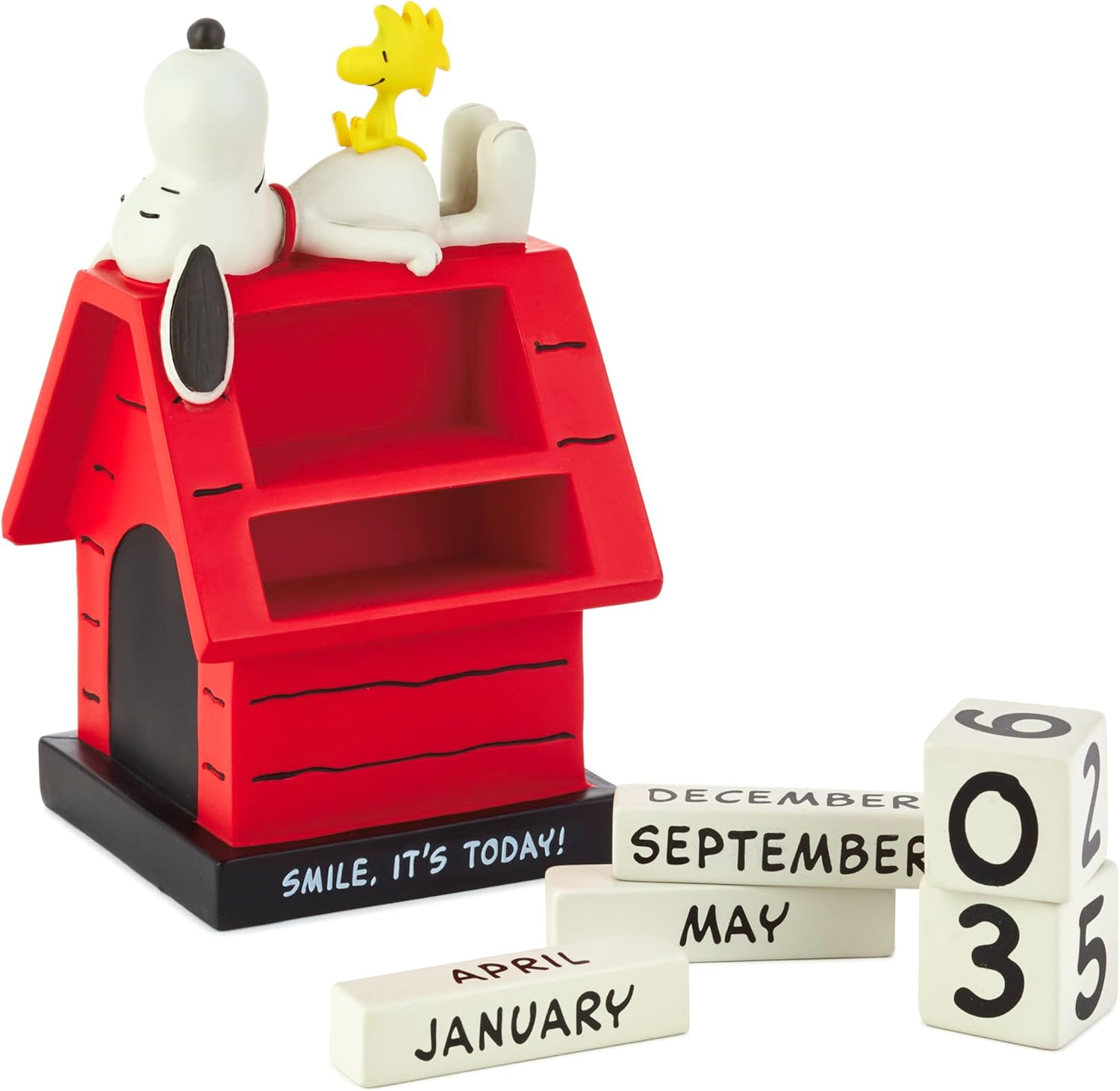 Hallmark Perpetual Calendar, SNOOPY & WOODSTOCK Calendar, Calendar Blocks, Novelty Calendar, Doghouse, Red image number 3