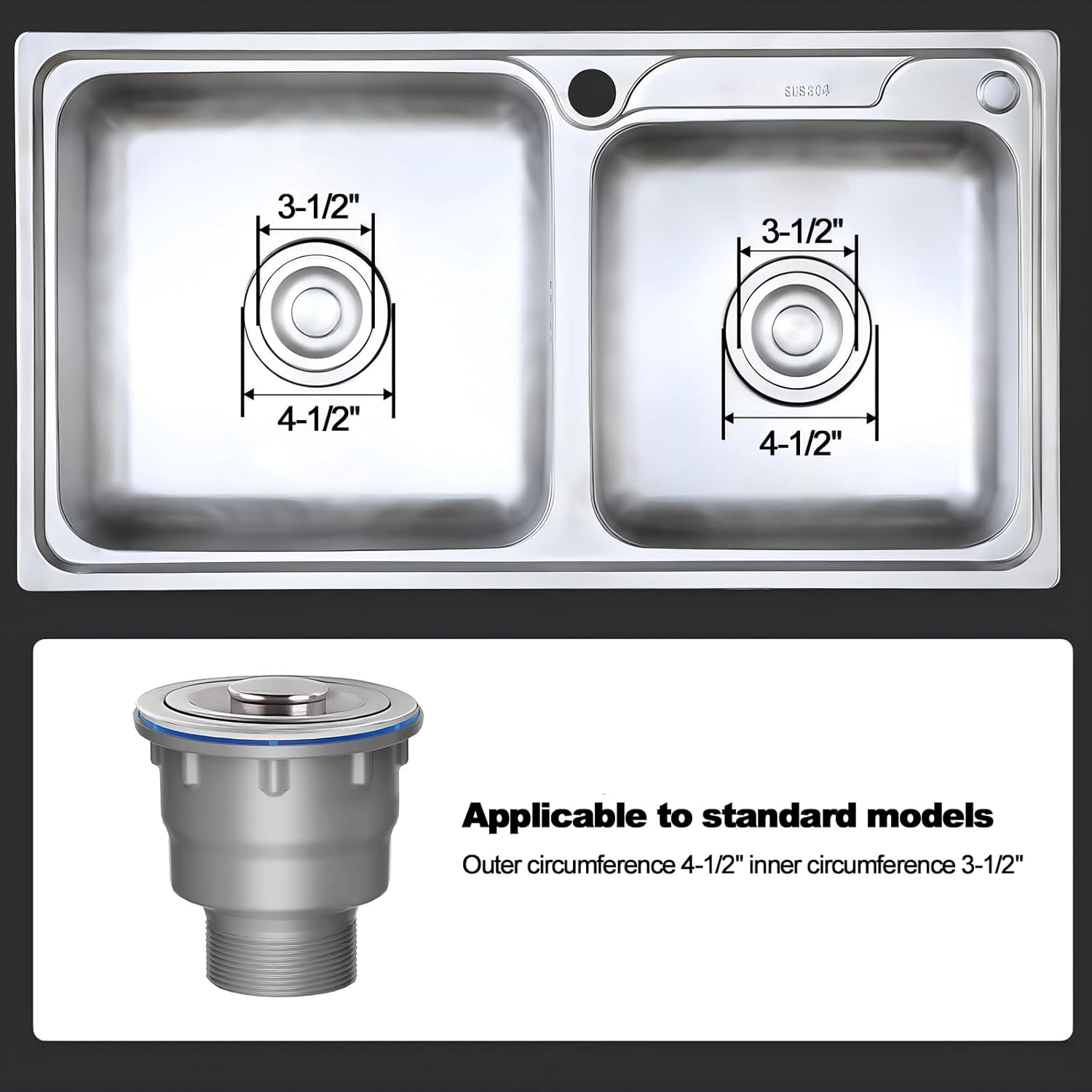 Qruilantu One Sink Kitchen Drainage Kit Space Saving Flexible Drain Pipe Flexible P-Trap Drain Strainer with 3-1/2 Inch Kitchen Sink Drain Assembly Kit，Suitable for Kitchen, Bathroom, RV image number 6