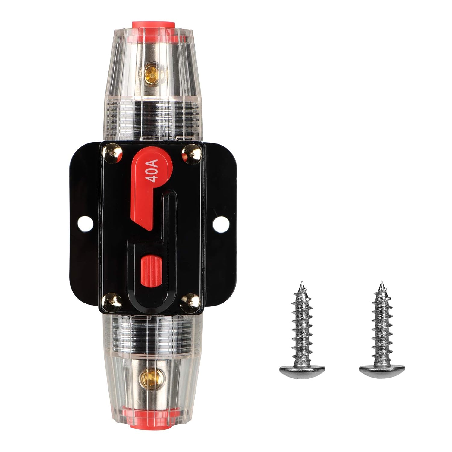 Circuit Breaker Switch 40A Waterproof Fuse Inline Holder 3-15 AWG Resettable Fuse Manual Reset 12V-48V DC for Car Audio Sound Amplifier System RV Home Marine Boat Truck image number 1