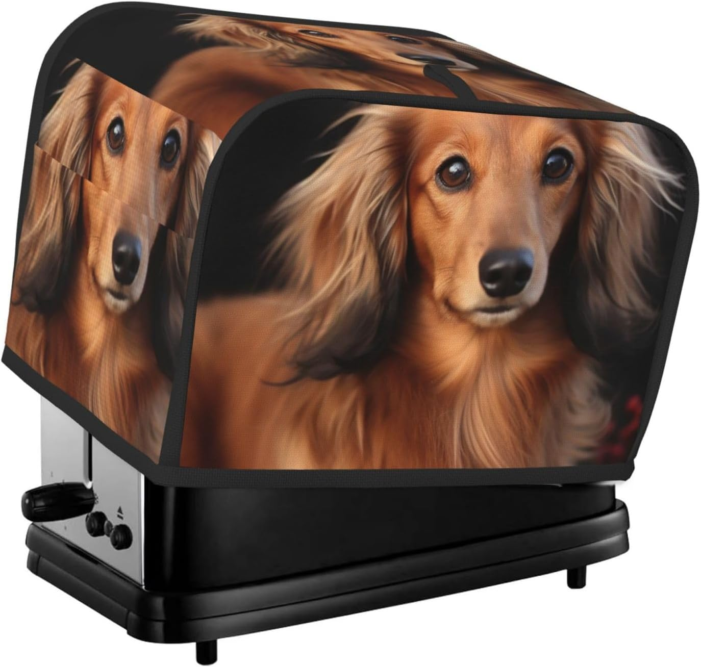 2 Slice Toaster Covers Quilted Bread Maker Cover Small Appliance Cover with Handle Long Haired Dachshund Toasters Dust Cover for Home Table Kitchen Decor image number 2