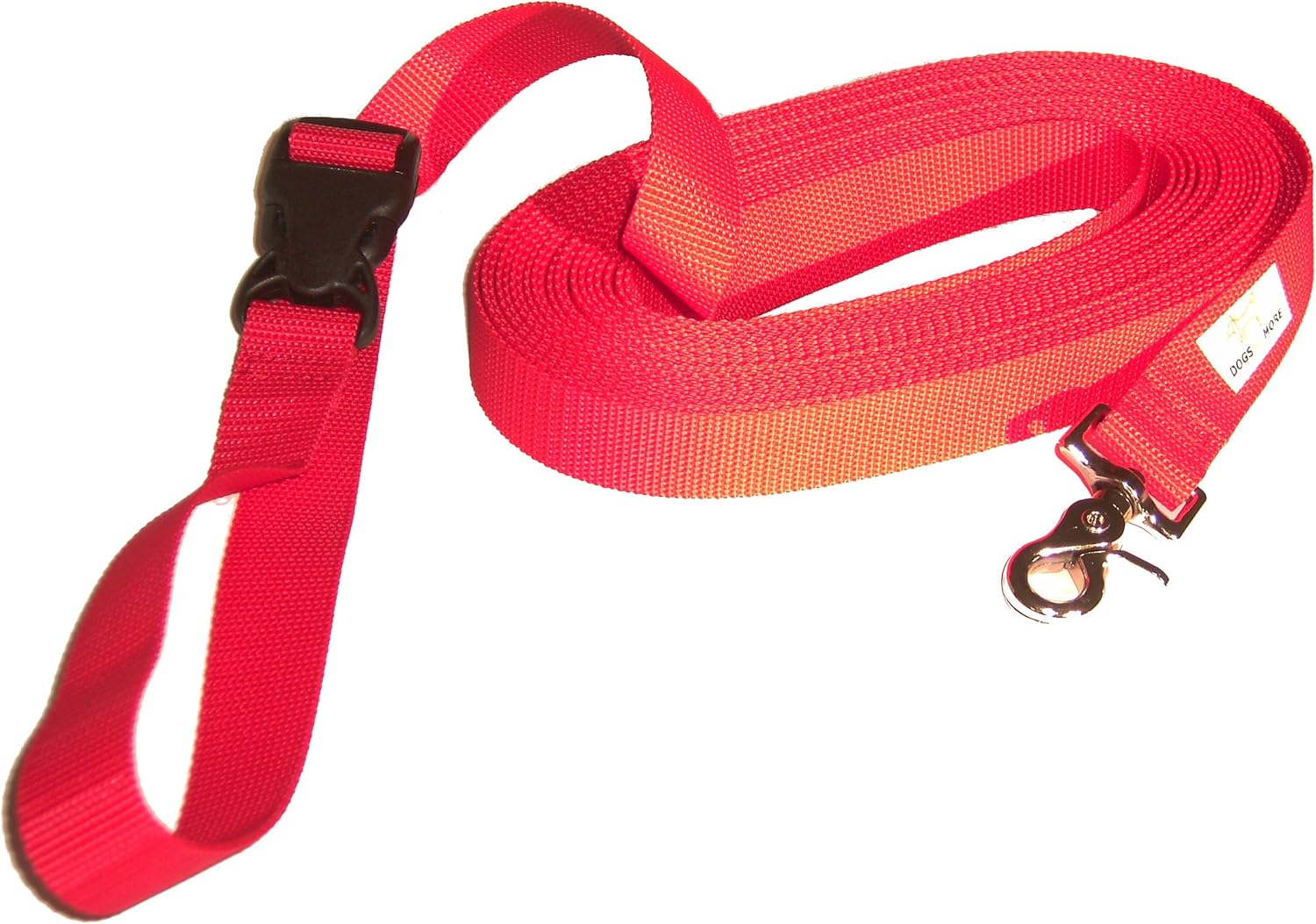 DOGS and MORE - Extendible Recall Lead with Detachable Hand Loop - Base 15 Metres (Red; 25 Mm Wide) / Search Line/Field Lead image number 1