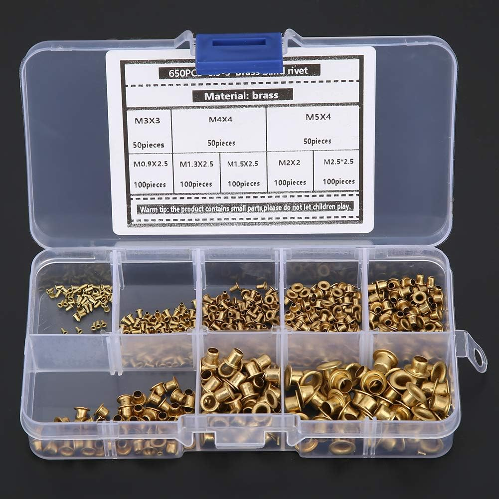 Brass Eyelets Rivets Kit, Lightweight and Durable, for Shoes Hats Shirts Belts Backpacks, Easy to Carry and Organize Hollow Metal Buttonhole Classification Hardware Accessories image number 5
