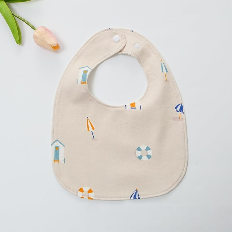 3-Pack Cotton Baby Bibs for Eating - Lightweight Toddler Feeding Bibs, Mess Proof, Food-Grade Baby Eating Essentials, Easy to Put on & Clean