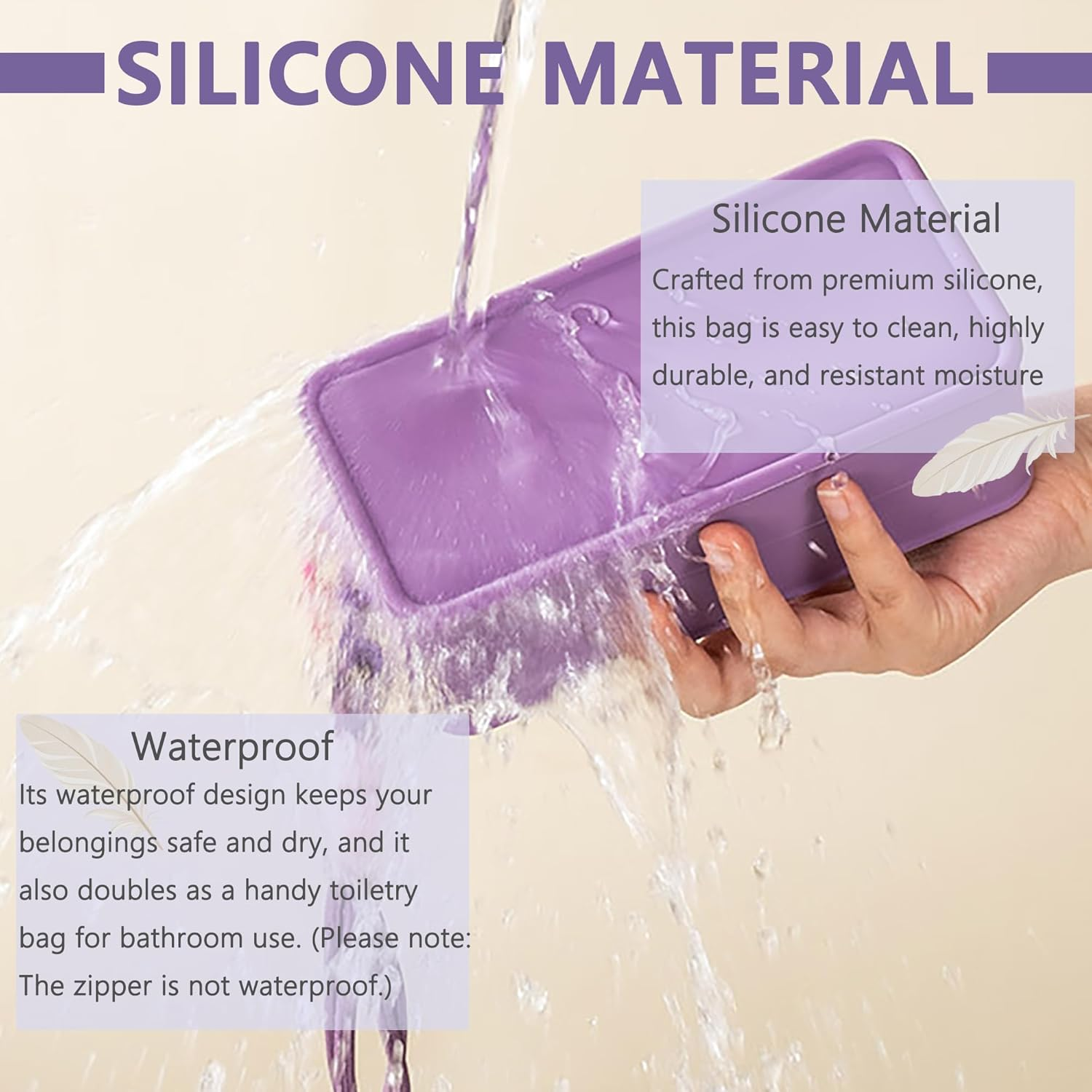 Macaron Style Silicone Travel Makeup/Cosmetic/Toiletry Bag-Waterproof Portable Organizer Pouch with Zipper/Braided Lanyard Keychain/Women Girls' Gym Wash Bag/Purse/Stores Makeup Brush & Nail Polish image number 1