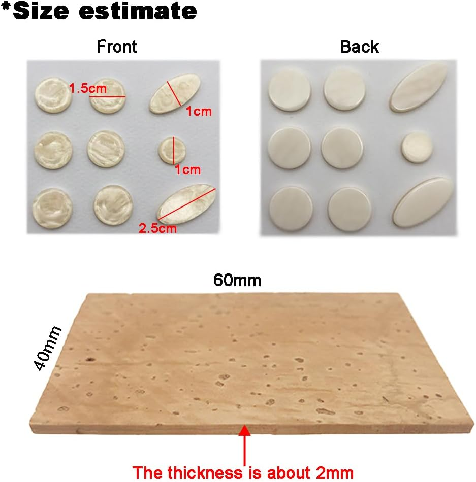 Neck Cork and Key Buttons Replacement Kit for Alto Saxophone. 9Pcs Saxophone Key Buttons Snap-Fastener Mica Sheets and 5Pcs Universal Saxophone Neck Cork Stoppers of Cork For image number 6