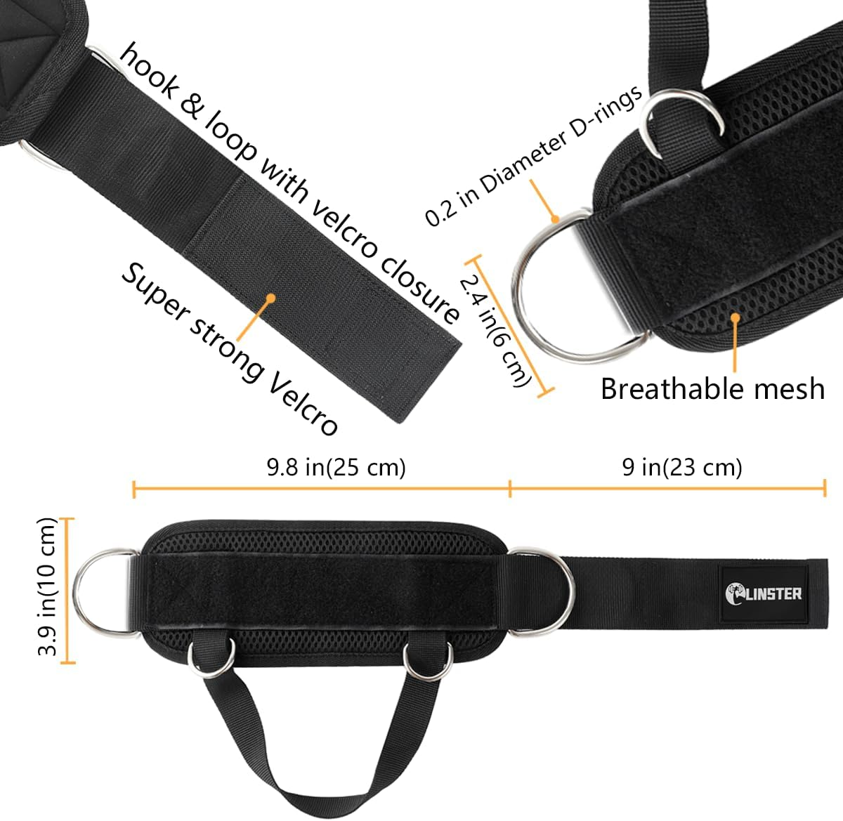 LINSTER Foot Straps Cable Pull for Pulley Fitness with Fixed Rope, Kickbacks Foot Strap with 4 D-Rings and Neoprene, (Pack of 2) Ankle Straps for Women and Men Glutes and Leg Training image number 2