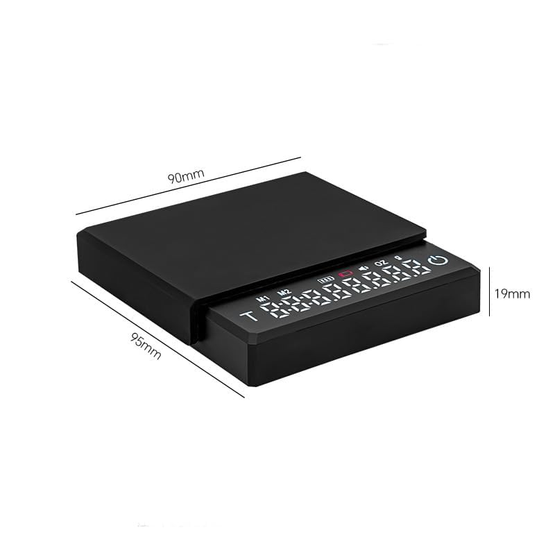 Coffee Scale with Timer for Pour over Espresso Type-C Rechargeable Digital Smart Kitchen Scale Auto off LED Display with Waterproof Pad 2000 Grams (Black, Mini) image number 6