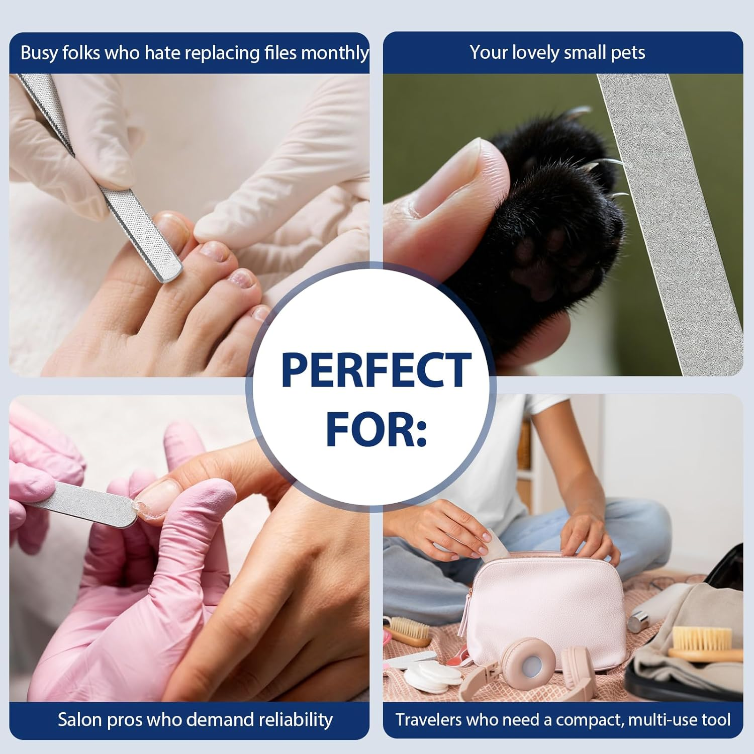 YBEATY 4PCS 3-In-1 Nail File Kit Stainless Steel Toe Nail-Care Kit Non-Slip Metal Fingernail Filing with Ingrown Lifter Thumb Guard Durable Nail Care Tool for Men Women Thick Nailsseniors Dogs image number 1