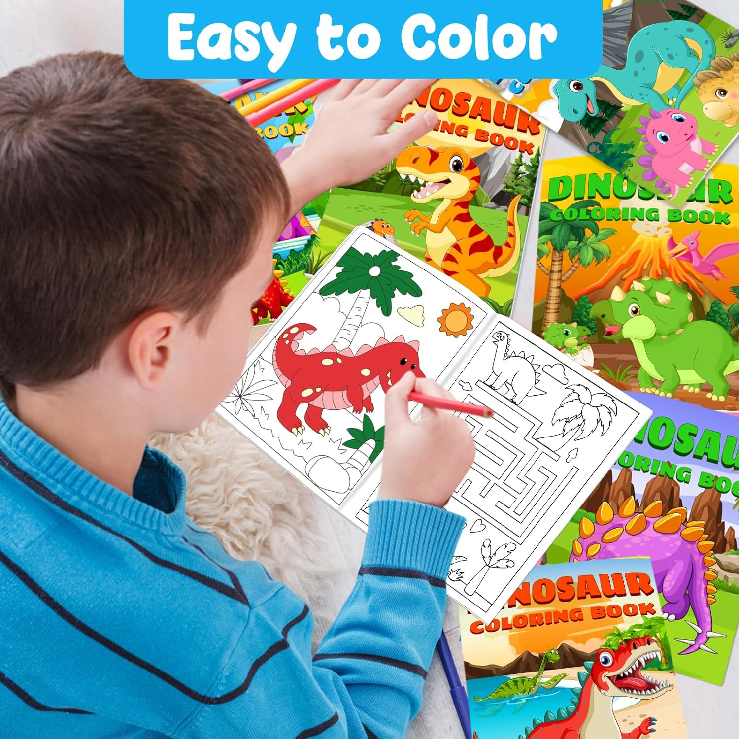 24 Pieces Dinosaur Mini Coloring Books for Kids Party Favors Dino Drawing Activity Book Bulk Small Coloring Book for Boys Girls Birthday Gift Jurassic Party Goodie Bag Stuffer Classroom Supplies