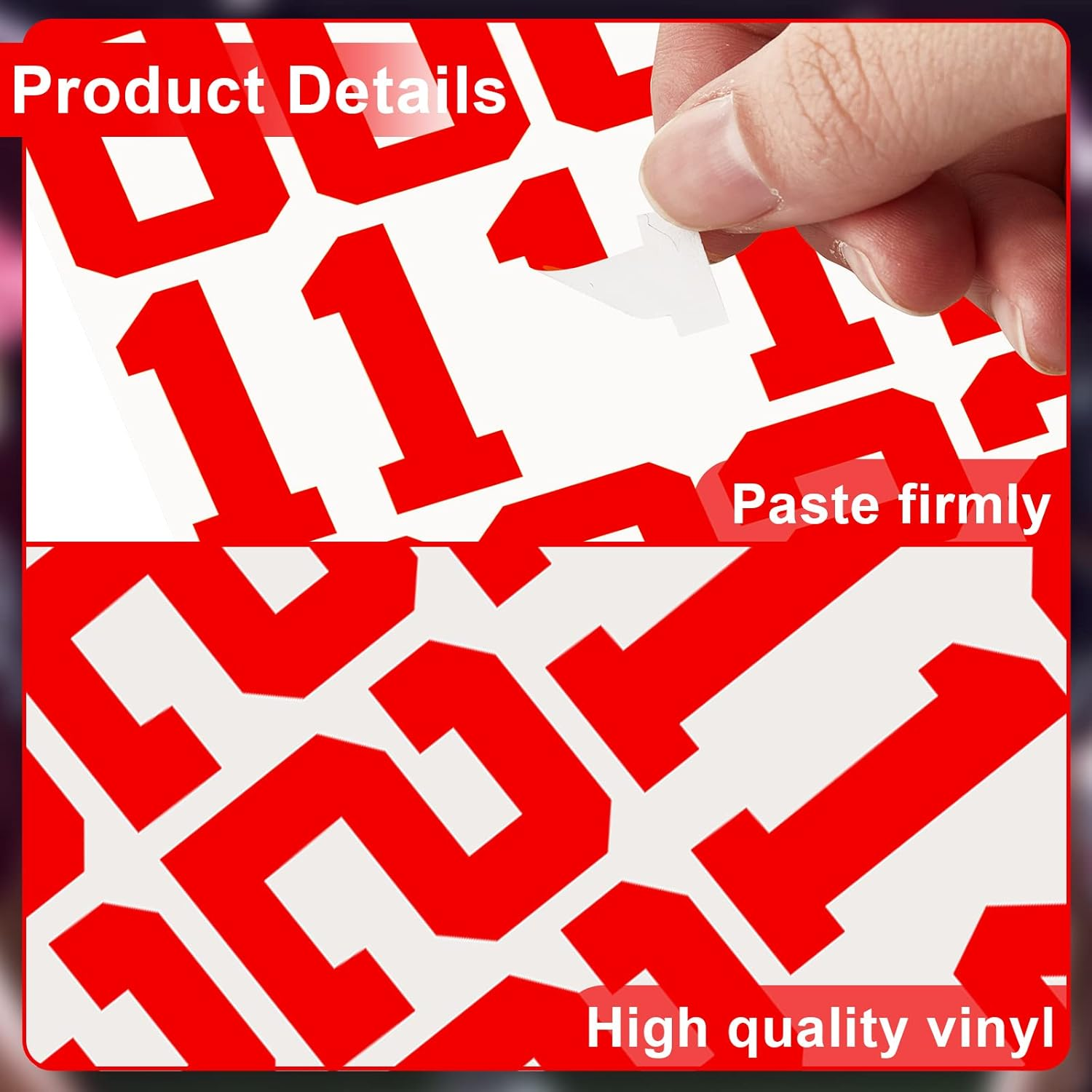 Epakh 102 Pcs Baseball Numbers Sticker 1.25 Inch Vinyl White Sports Helmet Numbers Decals Self Adhesive Stickers for Baseball, Hockey, Football, Lacrosse, Batting (Red) image number 3