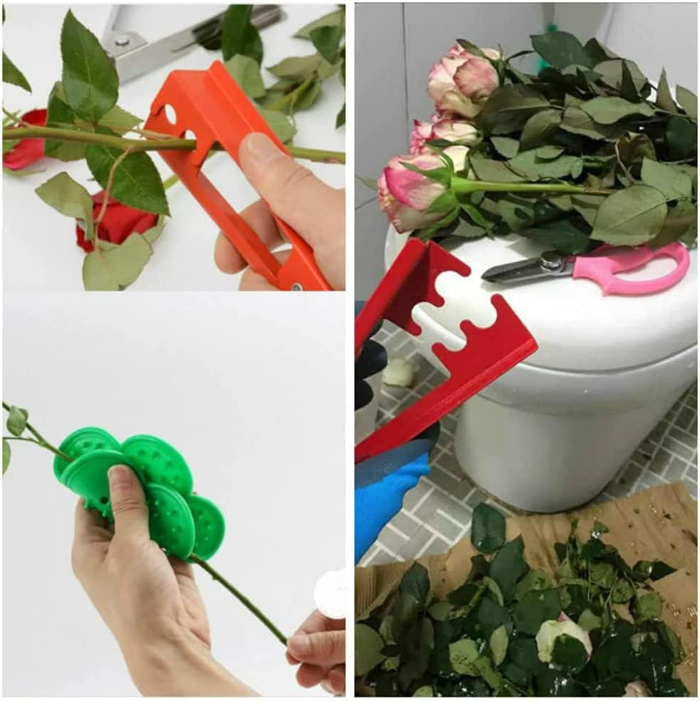 2 Pcs Thorn Leaf Stripper Professional Rose Leaf Thorn Stripper Kit Stripping Tool Thorn Remover for Rose Flower Floral Arrangement(Red) image number 4