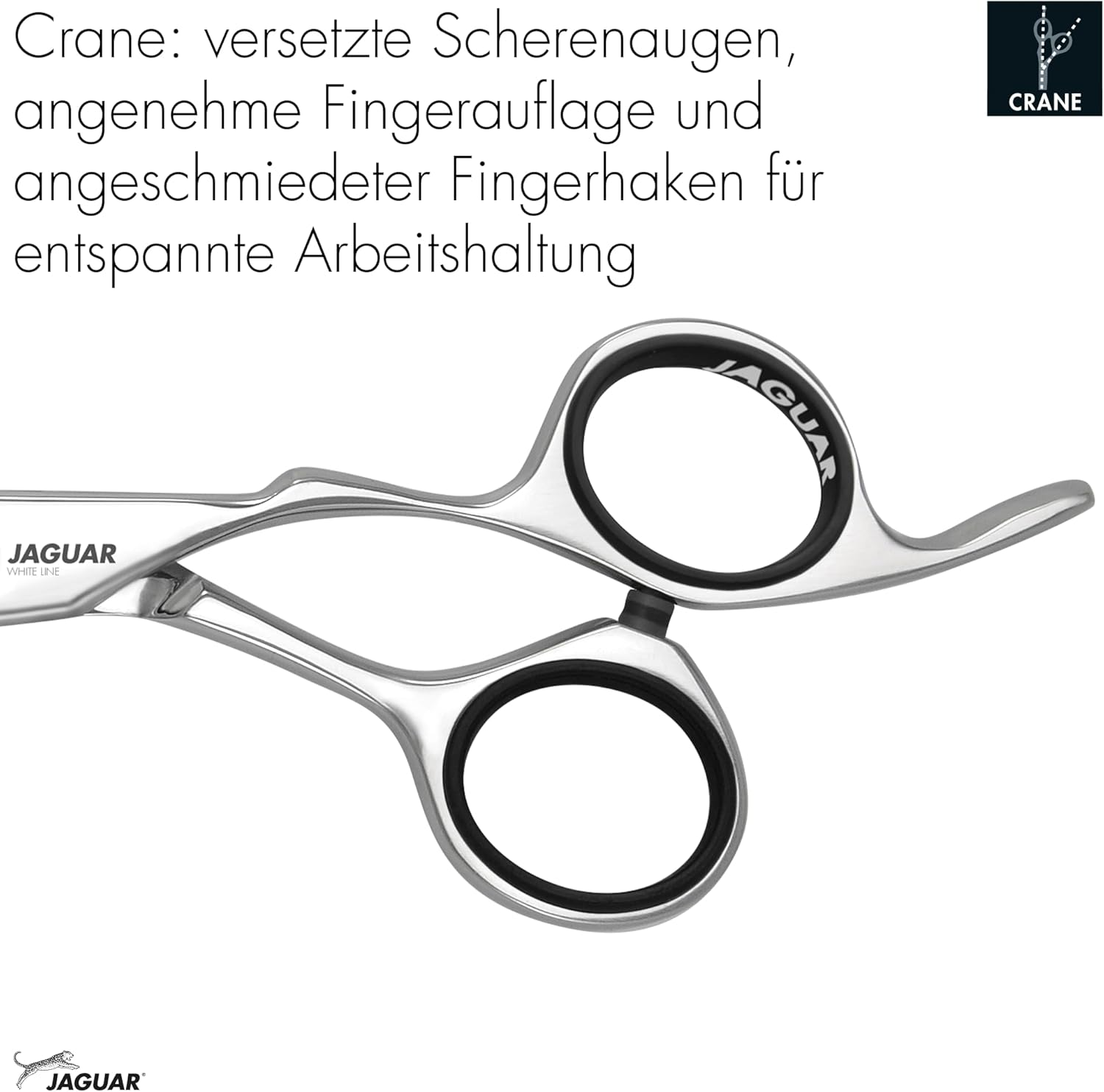 JAGUAR HERA Hair Scissors 6.25 Inches | Hairdressing Scissors in Crane Design with Forged Finger Hook and Rounded Dagger Blade | Polished | Made in Germany image number 3