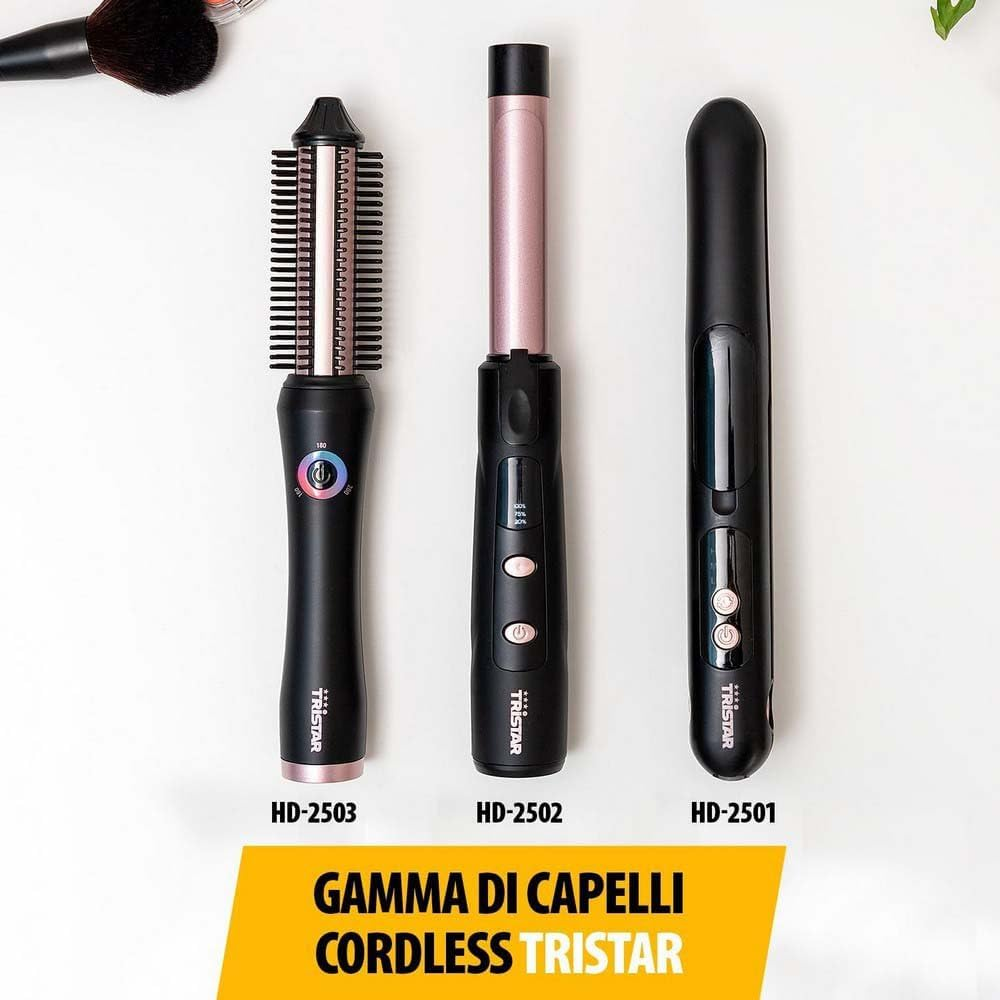 Tristar Wireless Styling Brush - 3 Temperature Settings - Perfect for Travel - Heat Insulated Tips - Ceramic Coating - All Hair Types - 25 Min Use - HD-2503 image number 1