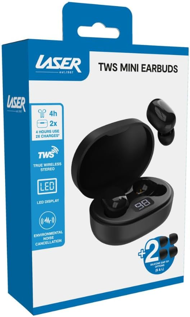 Laser TWS Mini Earbuds with ENC and LED Display Black, Wireless, Bluetooth, Charging Case, Battery Level Display image number 5