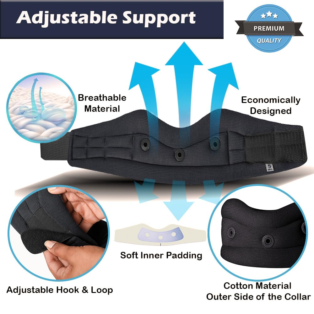 WC Soft Adjustable Neck Support Cervical Collar for Neck Pain and Support for Women & Men Black XL 3.5" image number 4
