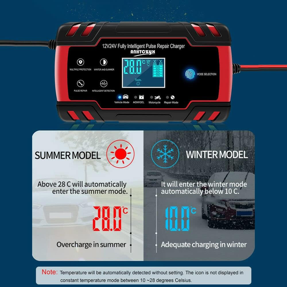 12V/24V 8A Smart Car Battery Charger LCD Automatic Repair 4WD Boat Caravan Truck image number 2