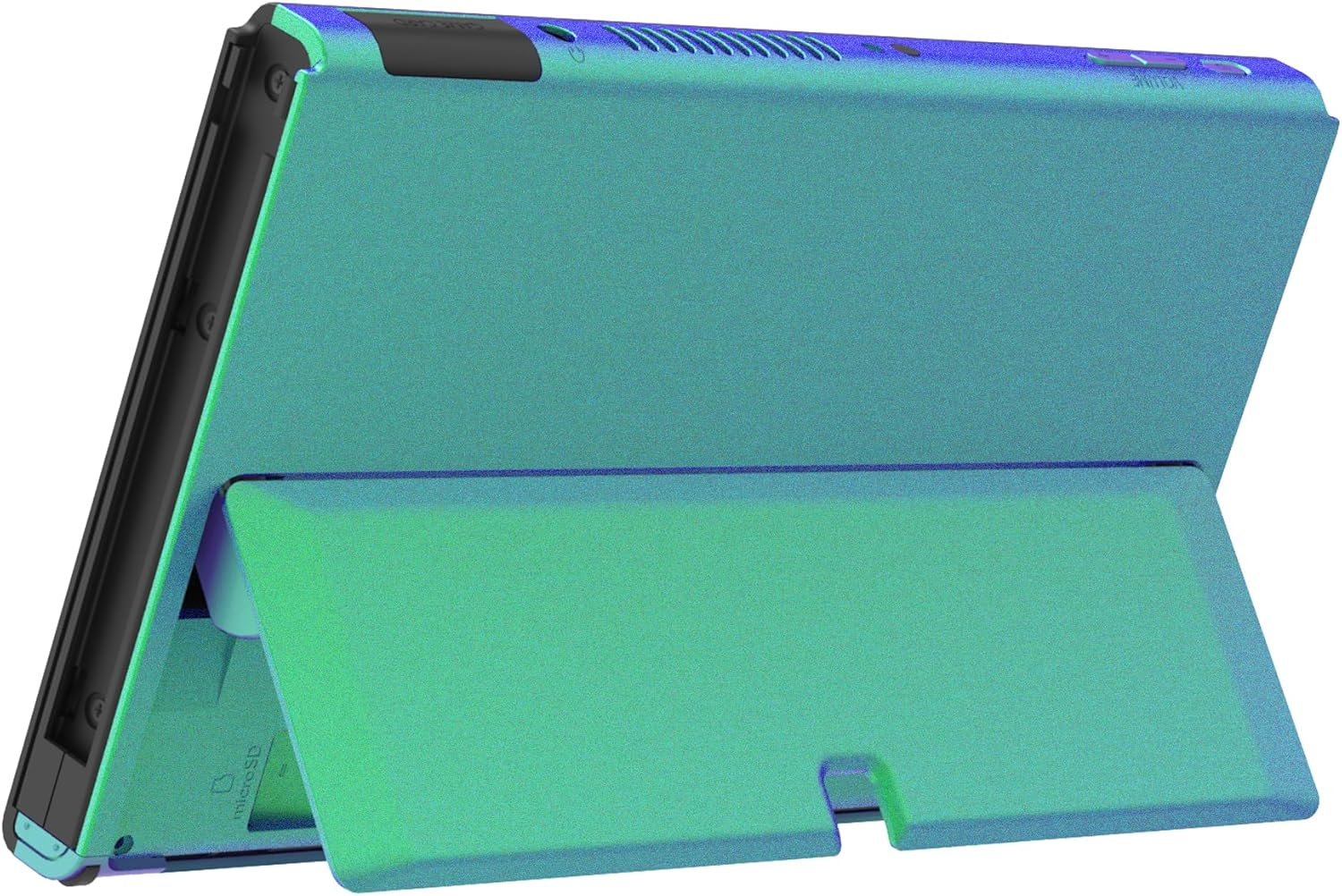 Extremerate DIY Console Back Plate Chameleon Green Purple Replacement Housing Shell Case with Kickstand for Nintendo Switch OLED Handheld Console &ndash; Console and Joycon Without - Chameleon Green Purple image number 4