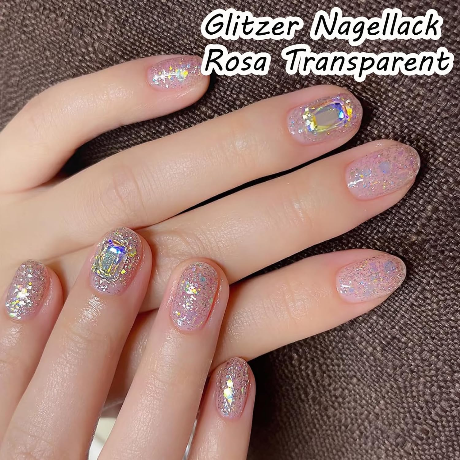 Glitter Nail Polish - Non-Toxic Pink Nail Polish Water-Based, Quick Drying & Long-Lasting Shimmer Colour Coat, Reflective Glitter Quick-Dry Nail Polish for DIY Nail Art, Manicure at Home (Pink)