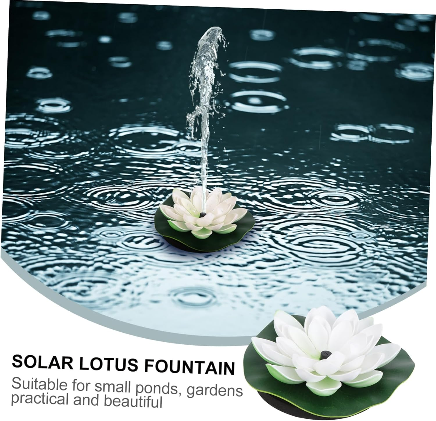 UKCOCO Solar Powered Floating Lotus Decorative Garden Aquarium Water Circulation Oxygen Pump White image number 1