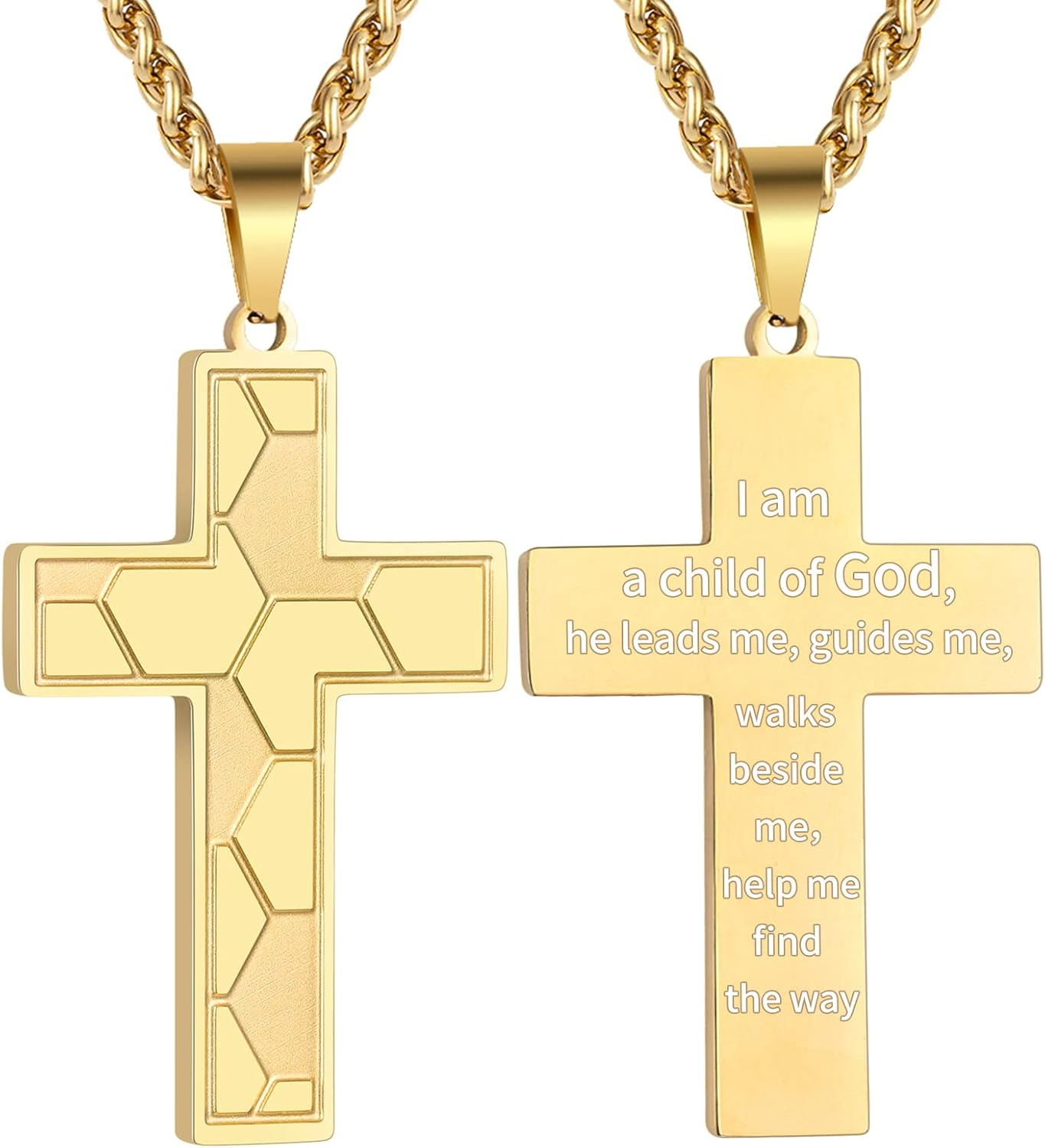GLITTO Soccer Cross Necklace for Boys Men Stainless Steel Bible Verse Pendant with 20+2Inch Chain First Communion Baptism Religious Sports Jewelry Gift image number 2